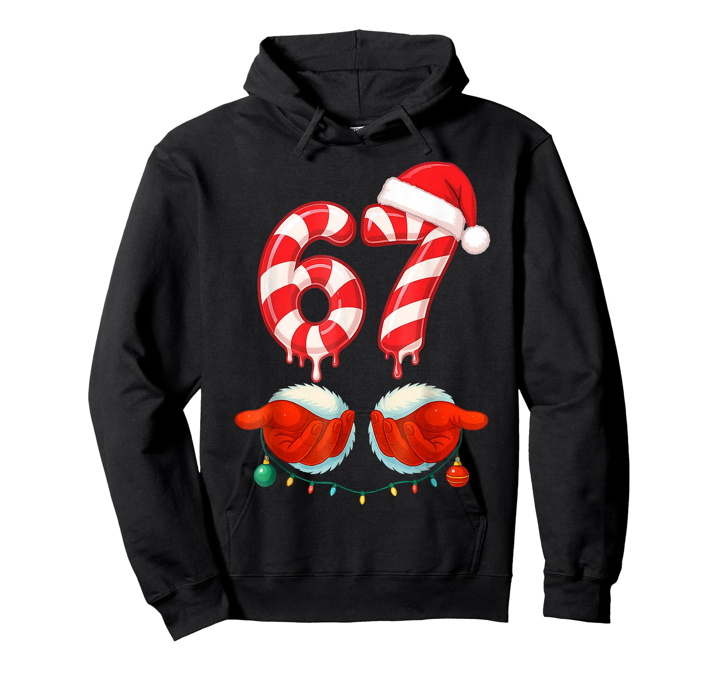 Funny Six Seven 67 Christmas Candy Cane T-Shirt
