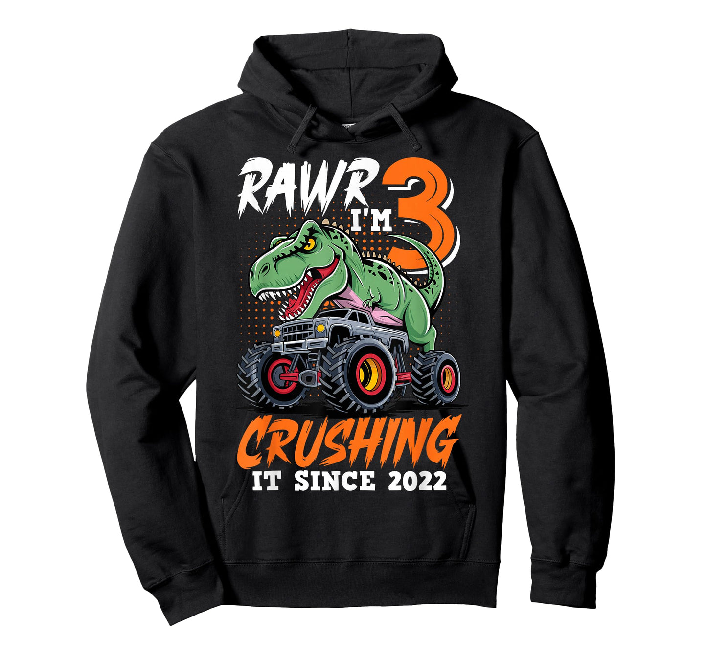 3rd Birthday Monster Truck Dinosaur Party Boys Rawr I'm 3 T-Shirt