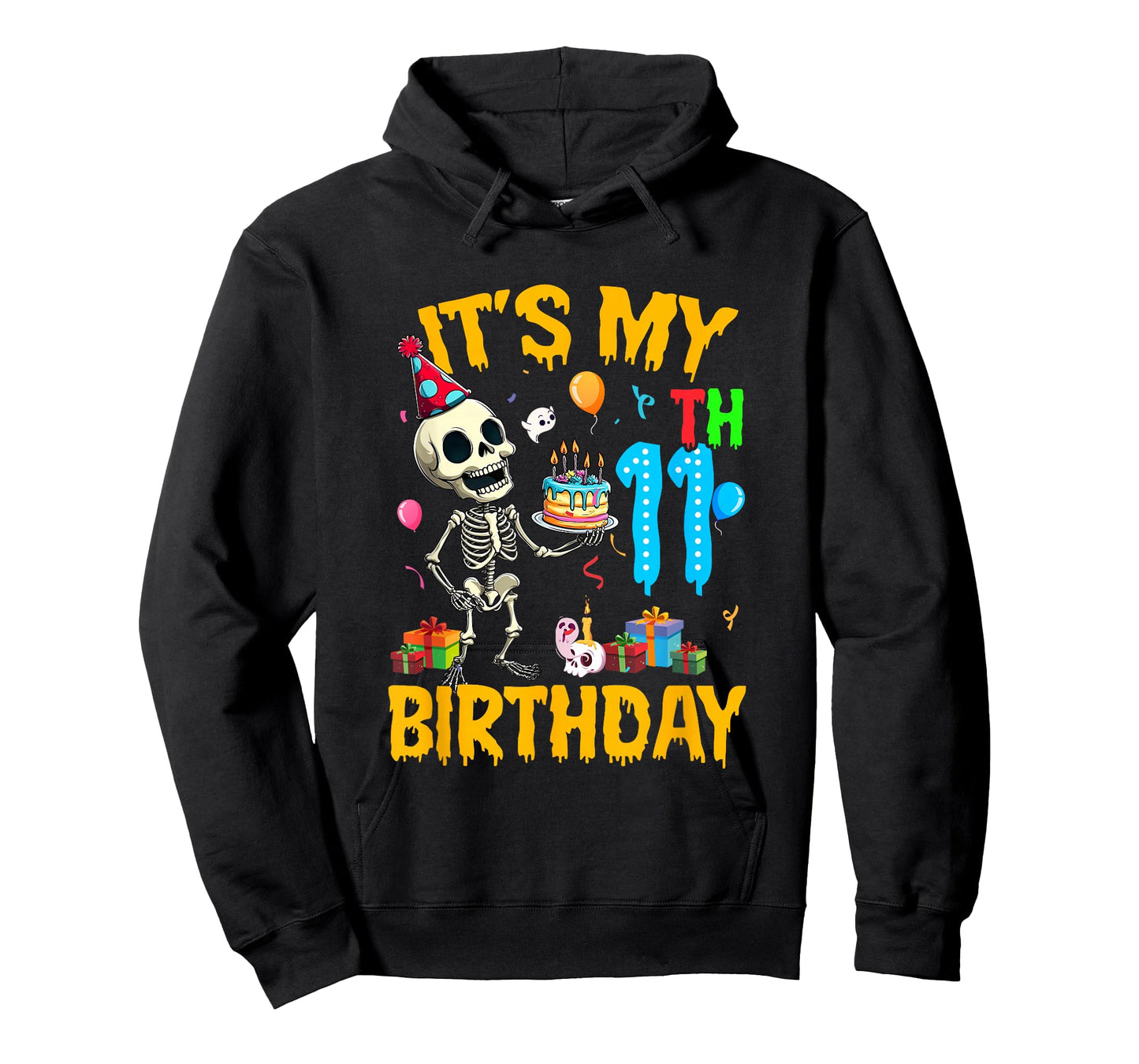 It's My 11Th Birthday Party Halloween Skeleton Birthday Kids T-Shirt