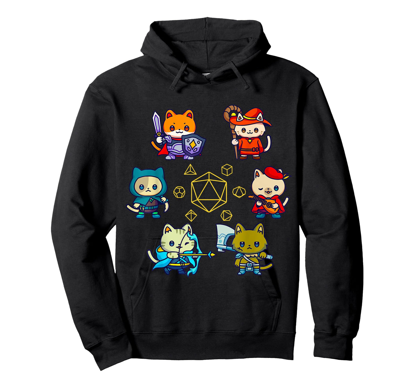 RPG Gamer Cats D20 Dice Nerdy Geek Cat Men Women Kids T-Shirt