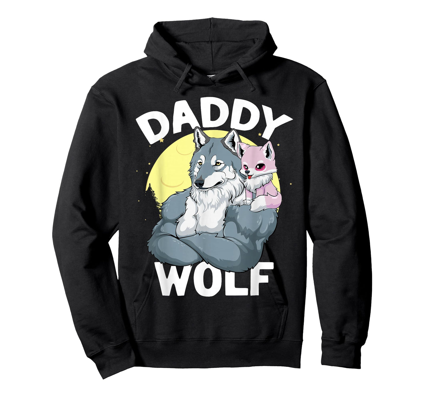 Daddy Wolf with Wolf Dad and Girl Wolf on Fathers Day T-Shirt