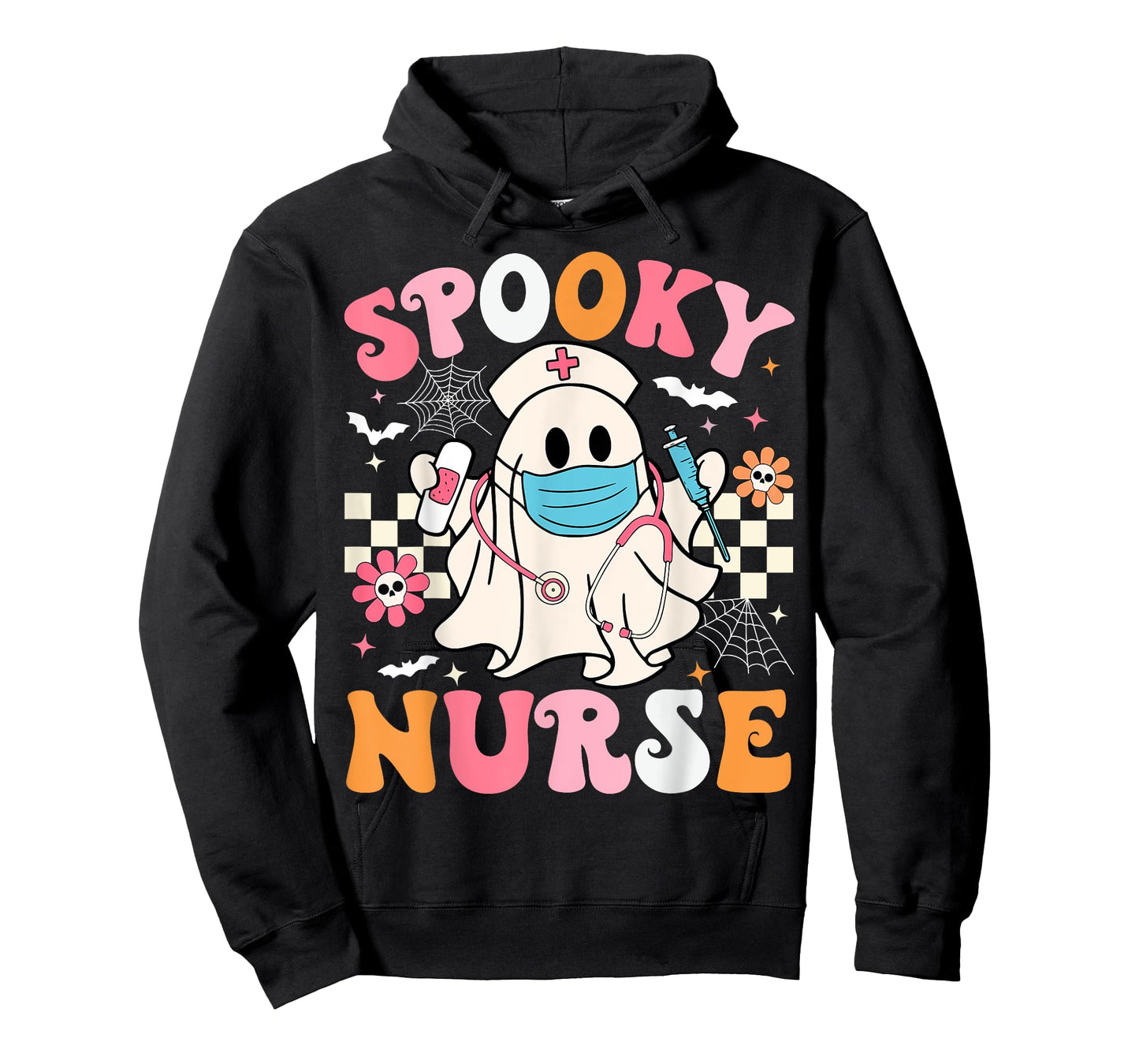 Spooky Nurse Ghost Halloween Cute Groovy Nursing Halloween T-Shirt