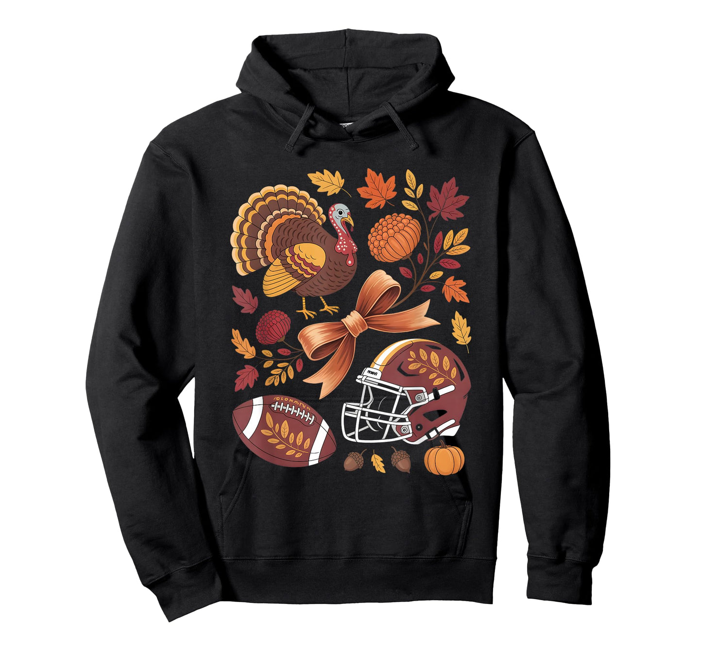 Retro Fall Flowers Thanksgiving Turkey Football Game Day T-Shirt