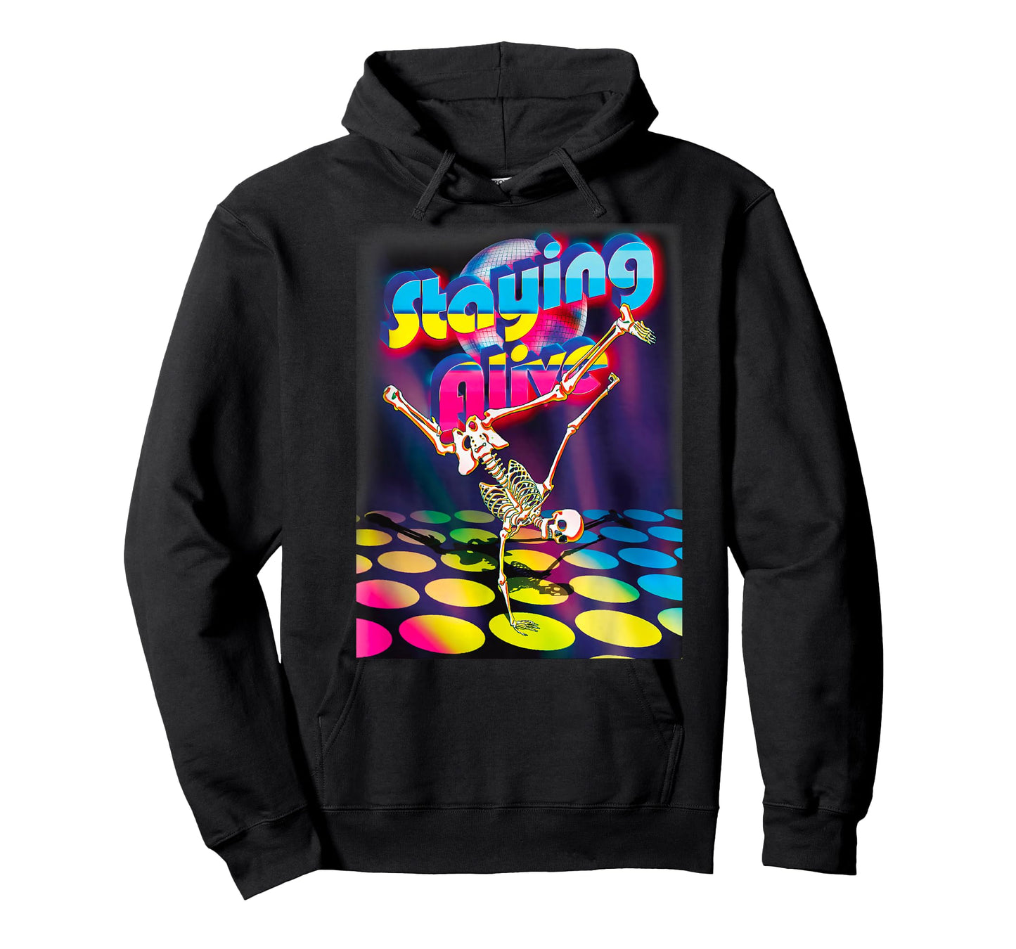 Staying Alive Funny Skeleton Dancing Halloween Vintage Disco T-Shirt