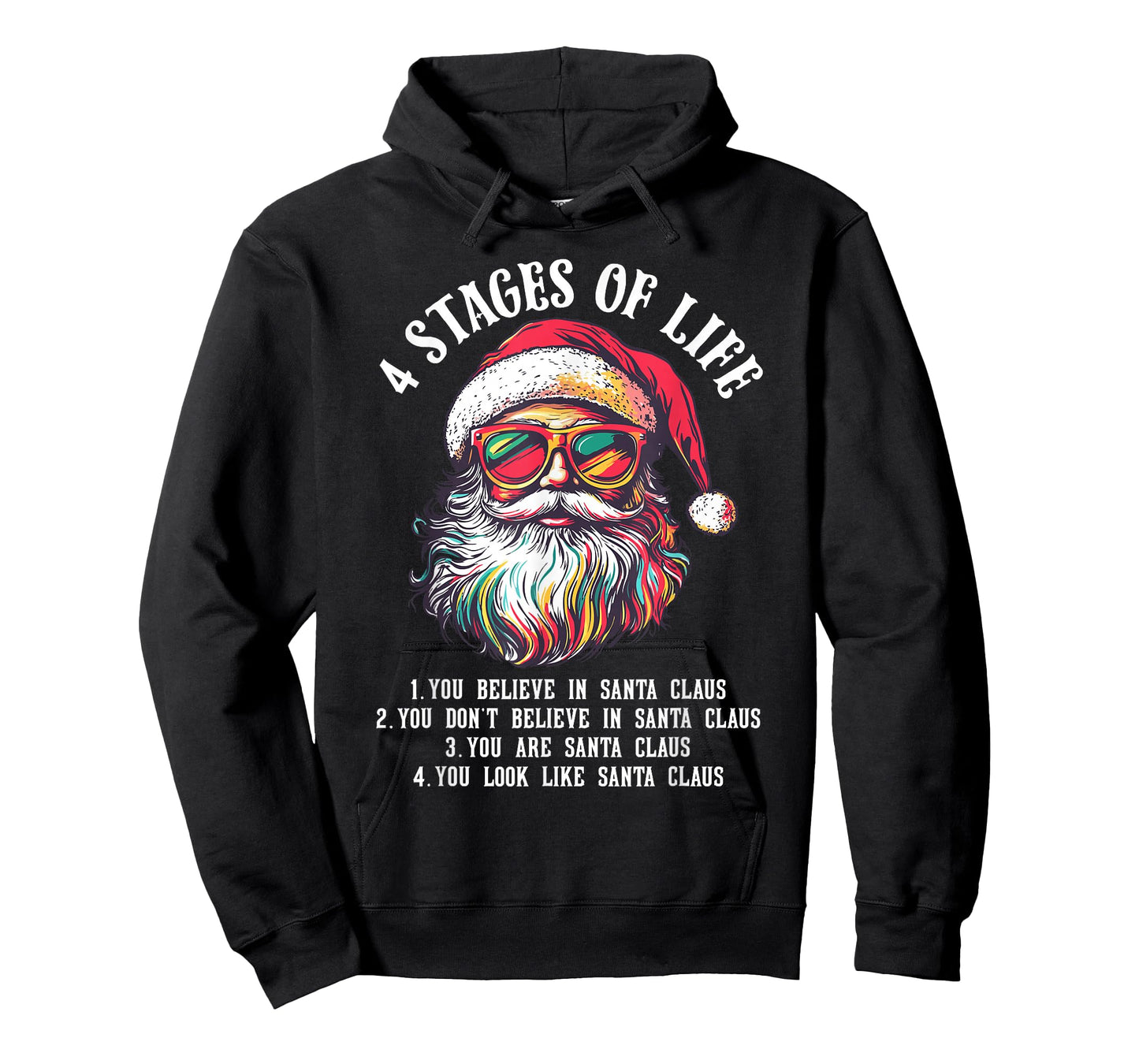 Funny Santa 4 Stages of Life Christmas T-Shirt