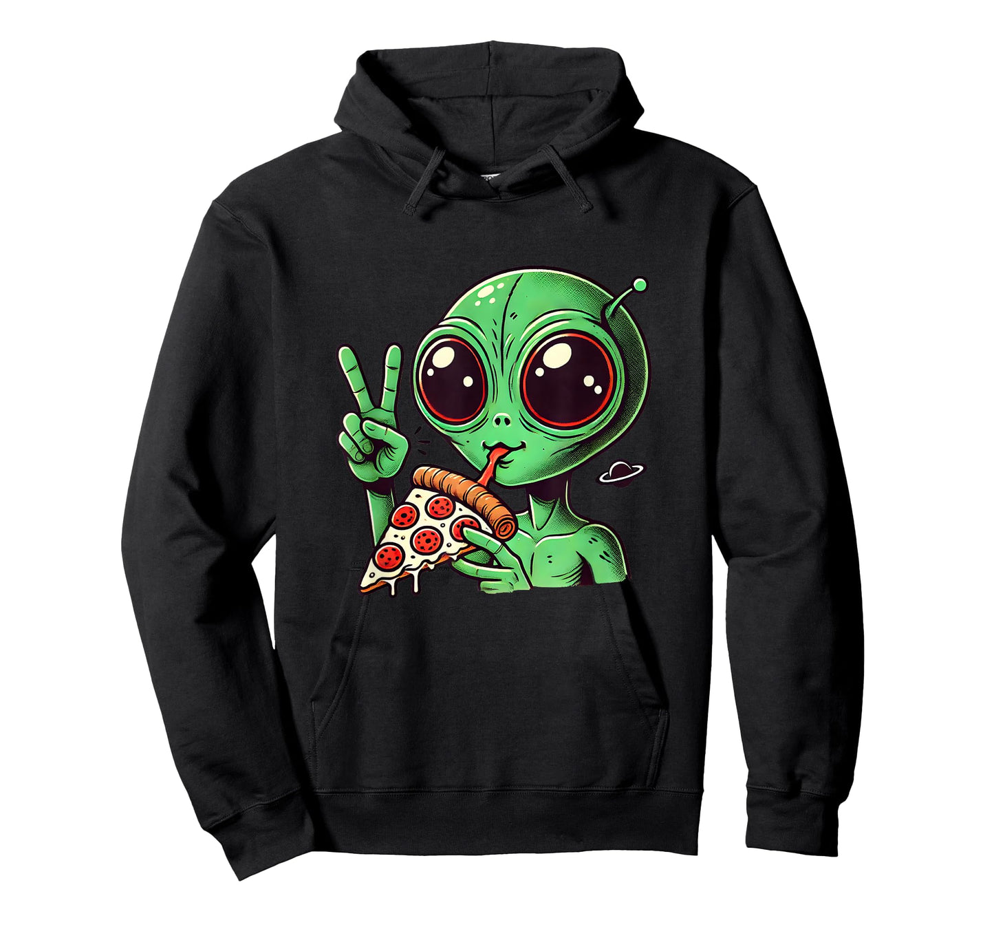 Funny Alien Head Eating Pizza UFO Extraterrestrial T-Shirt