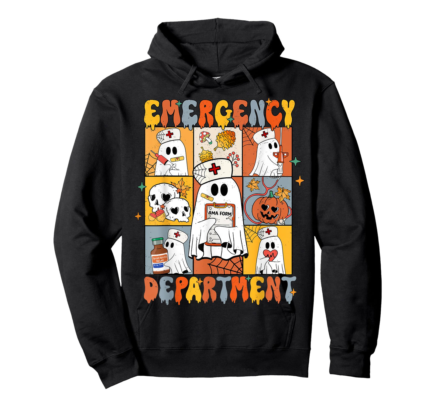 Emergency Department Halloween Cute Pumpkin Ghost ER Nurse T-Shirt