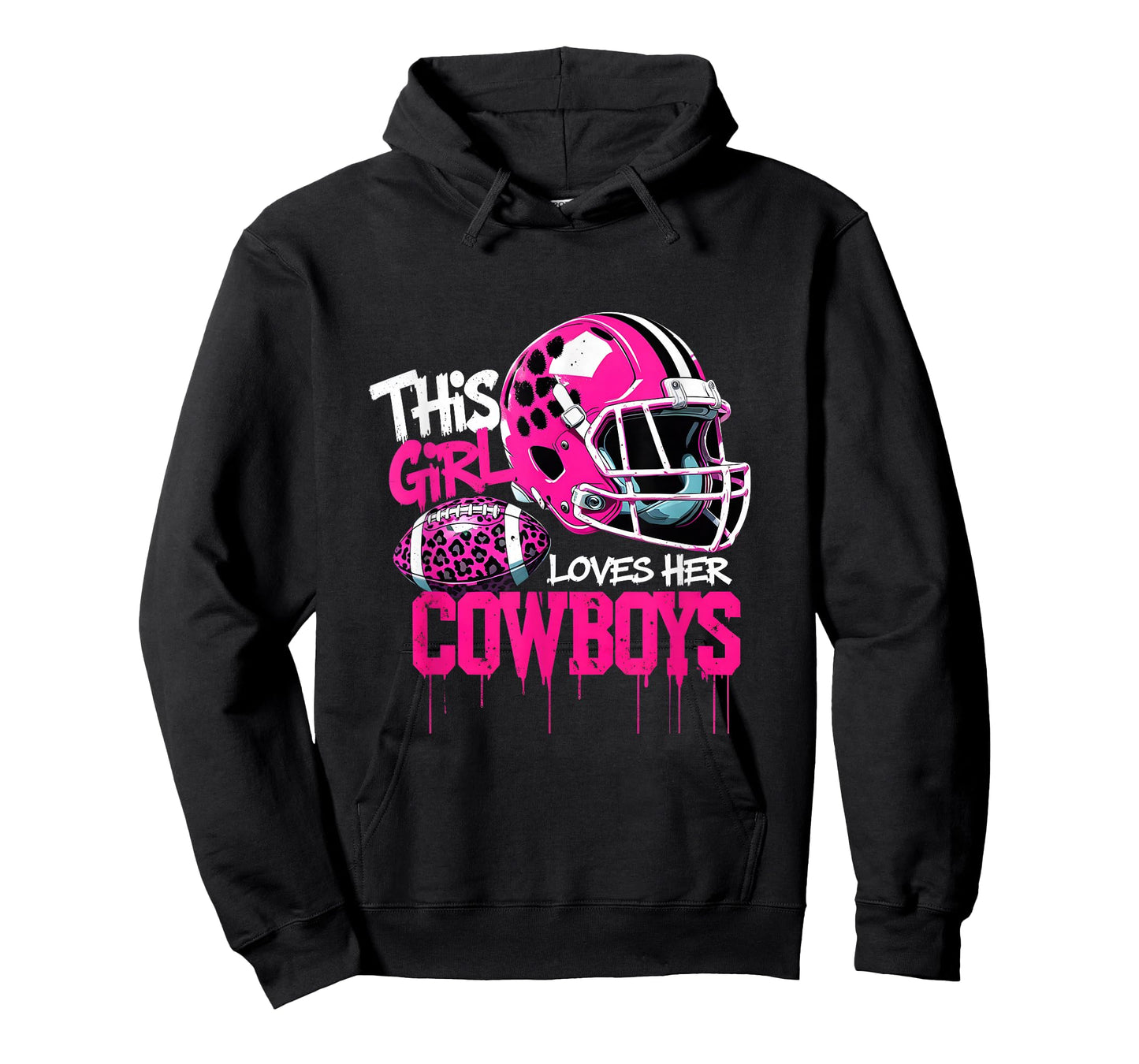 This Girl Loves Her Cowboys Pink Leopard Football Helmet T-Shirt
