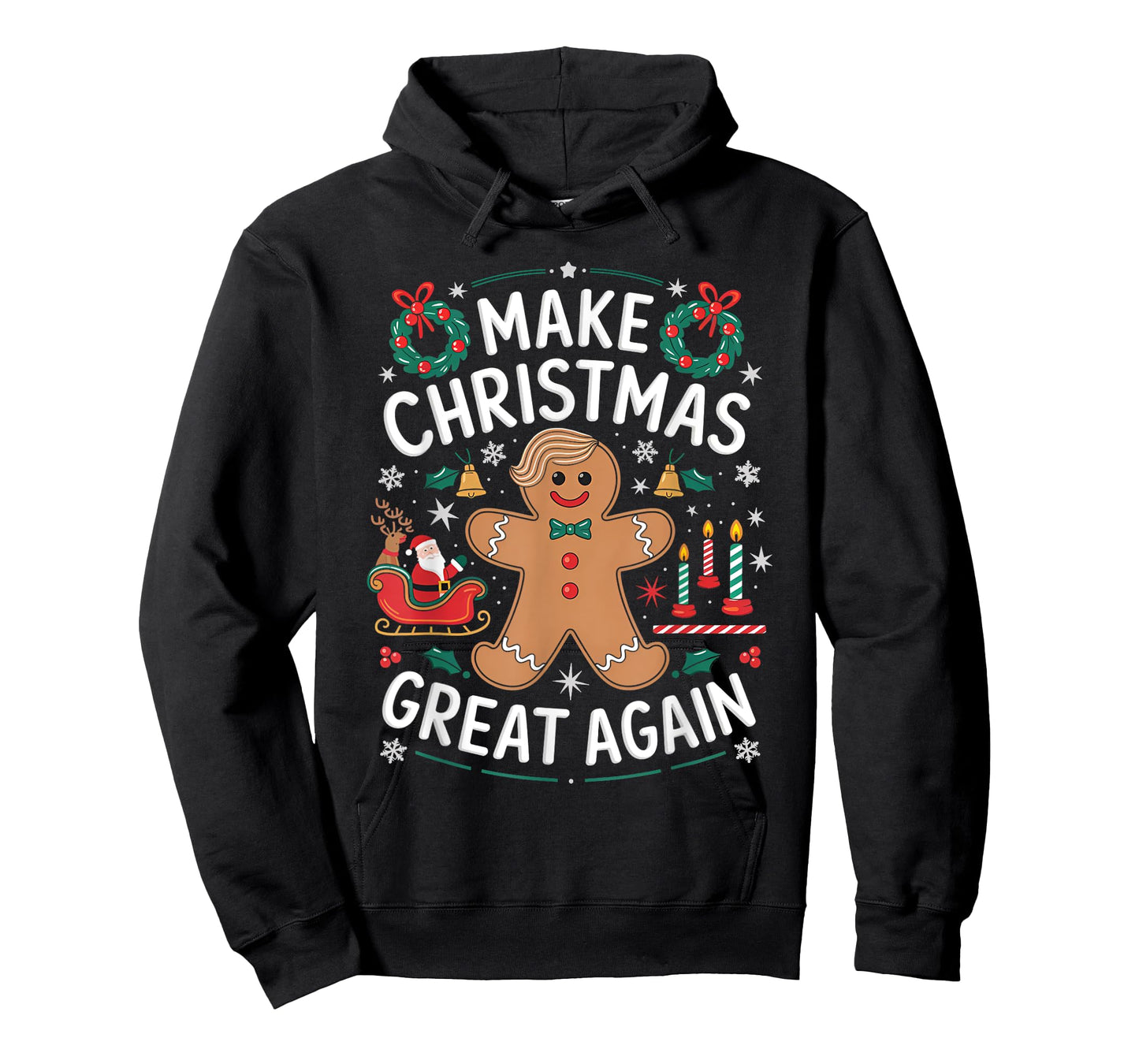 Funny Trump Gingerbread Man Make Christmas Great Again 2024 T-Shirt