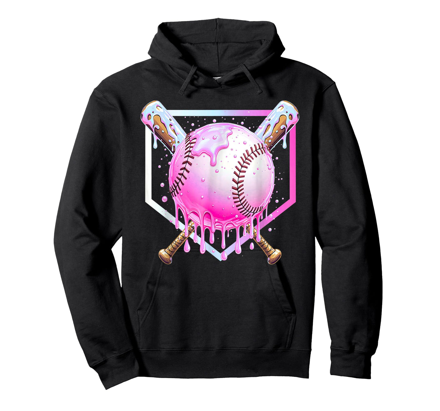 Pink Baseball Drip Shirt for Youth Girls Ice Cream Dripping T-Shirt