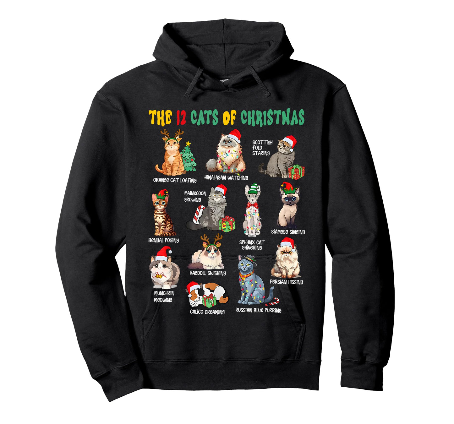 12 Cats of Christmas Funny Christmas Cat Lover Xmas Holiday T-Shirt