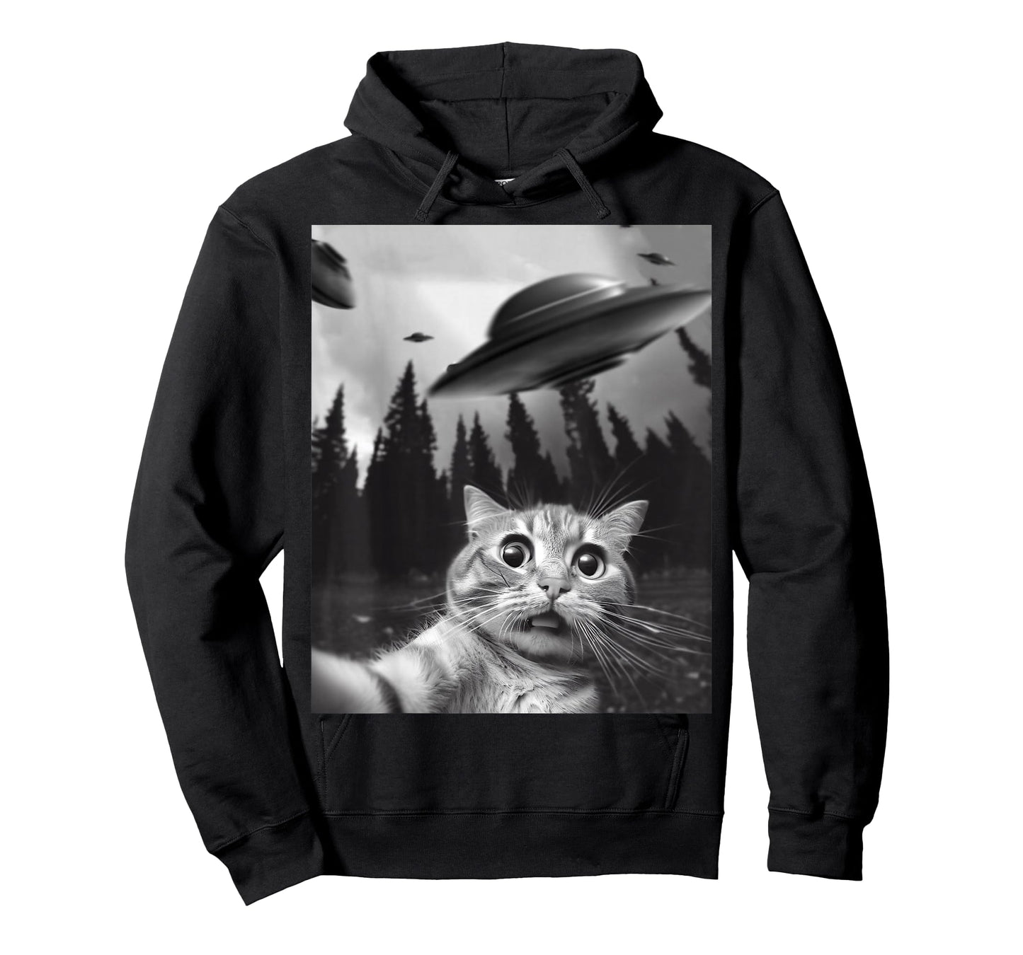 Funny Cat Selfie with UFOs T-Shirt