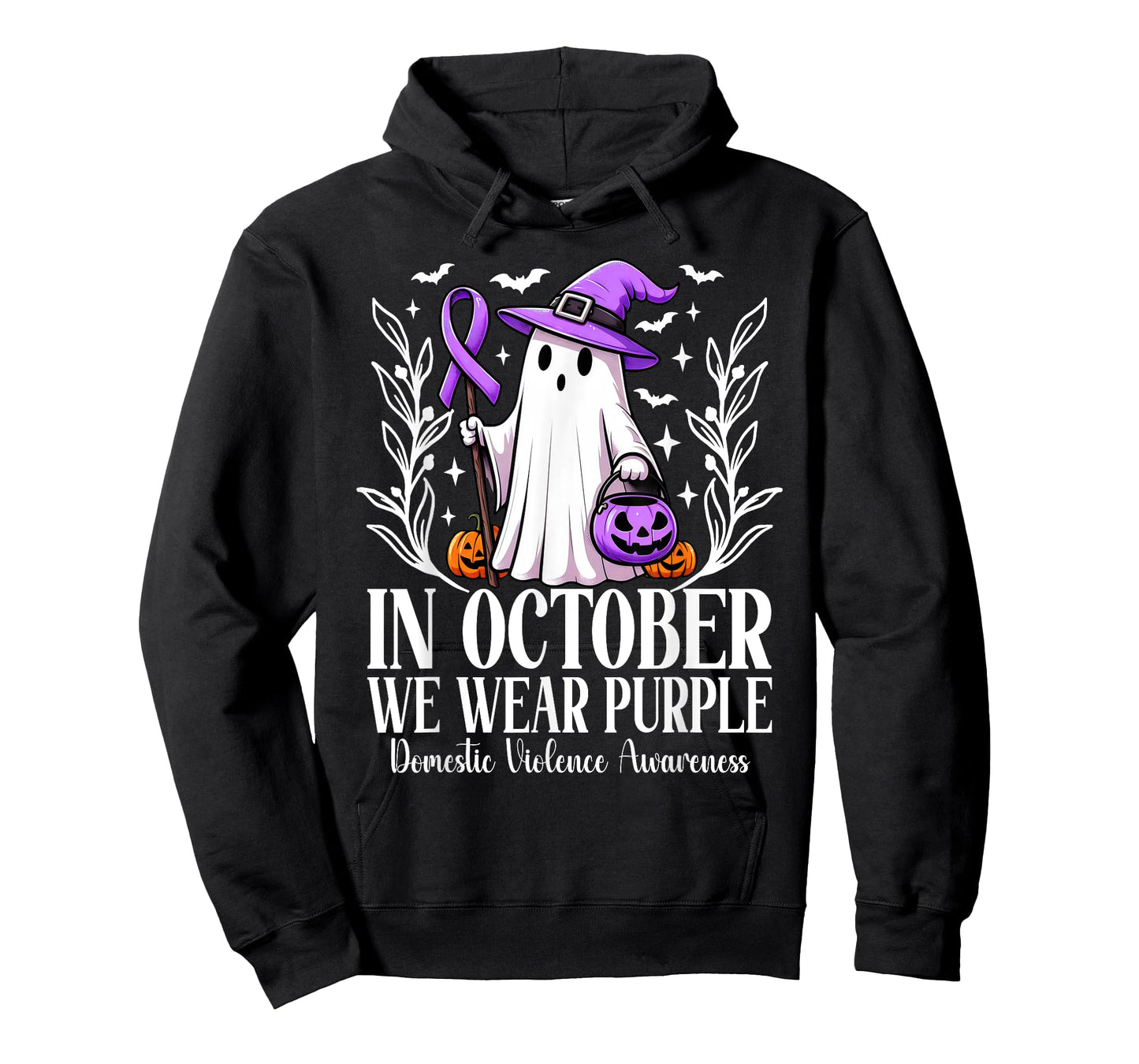 In October We Wear Purple Domestic Violence Ghost Halloween T-Shirt
