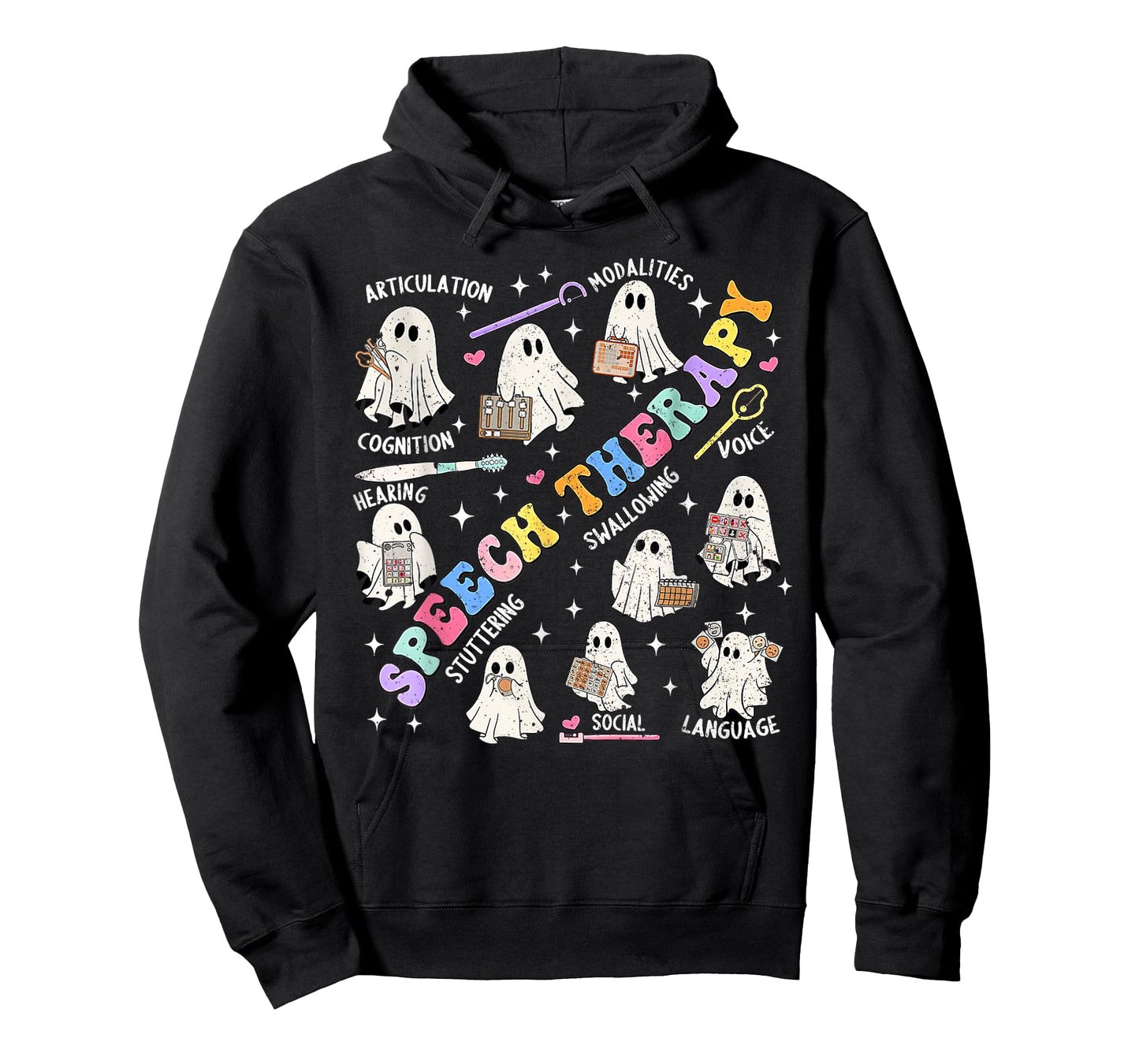 Speech Therapy Retro Groovy Funny Halloween Ghost Therapist T-Shirt