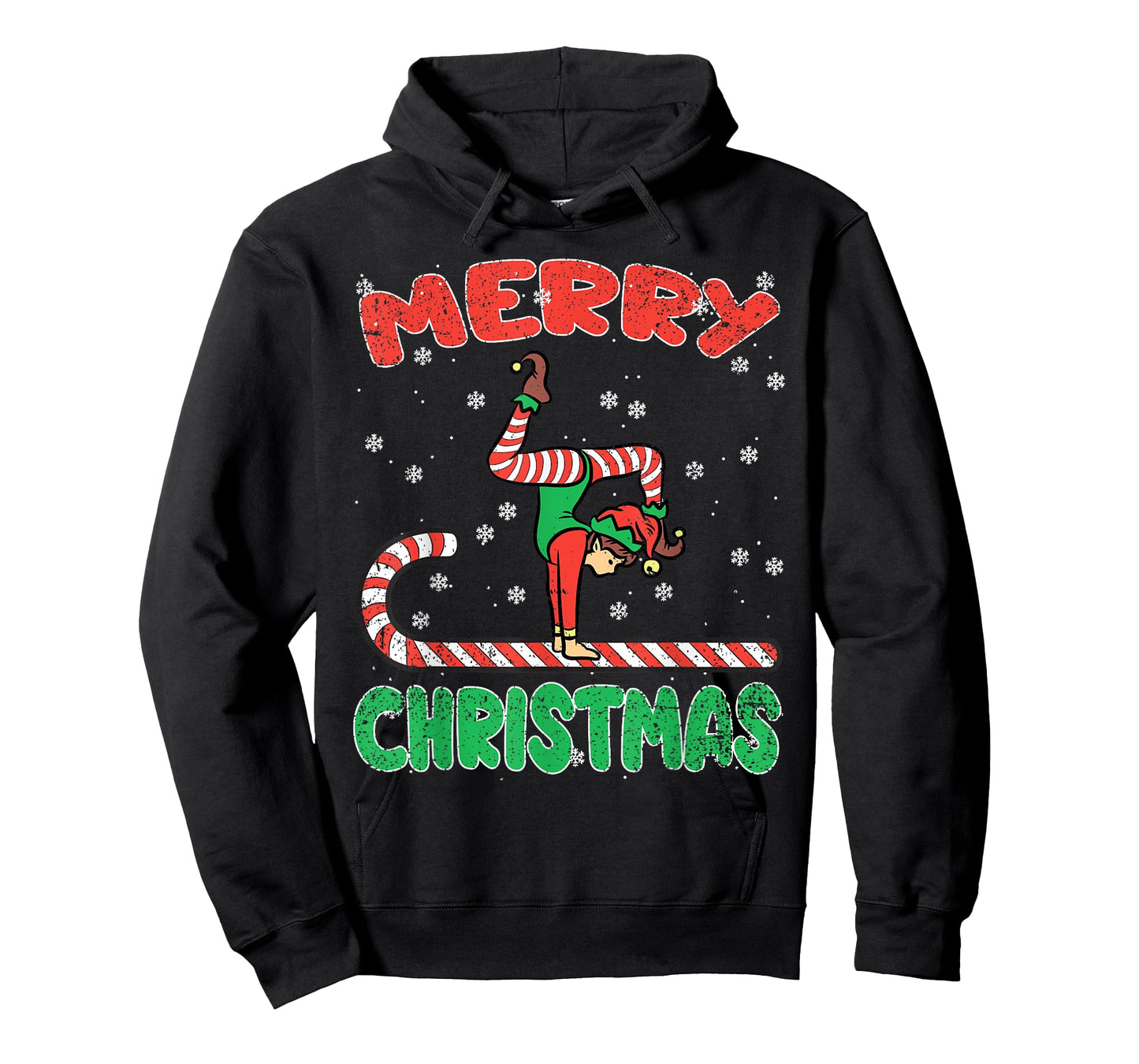 Gymnast Elf Christmas Pajama X-mas Candy Cane Snowflakes T-Shirt