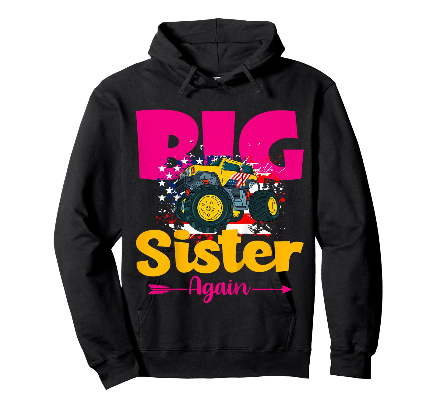 Kids Promoted To Big Sister Again Monster Truck Baby Announcement T-Shirt