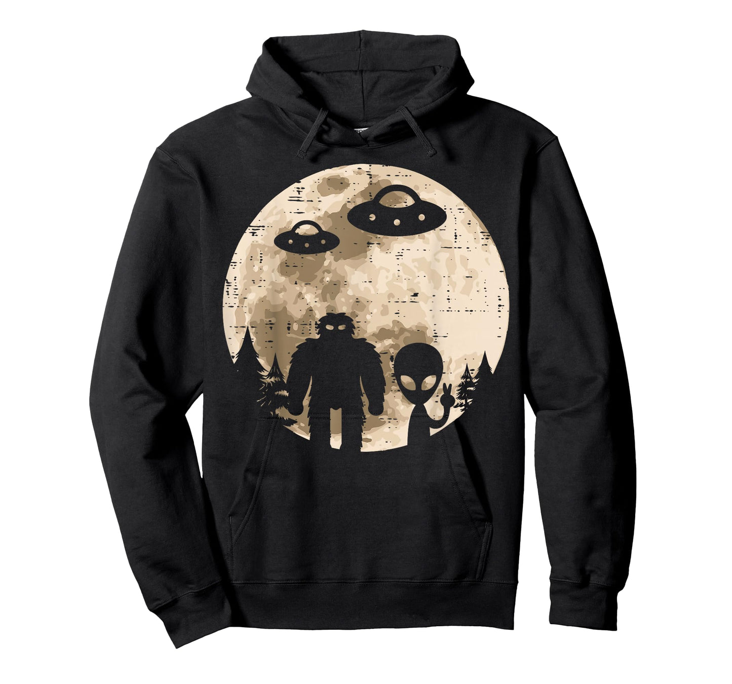 Alien UFO Bigfoot Moon Funny Sasquatch Yeti Men Women Kids T-Shirt