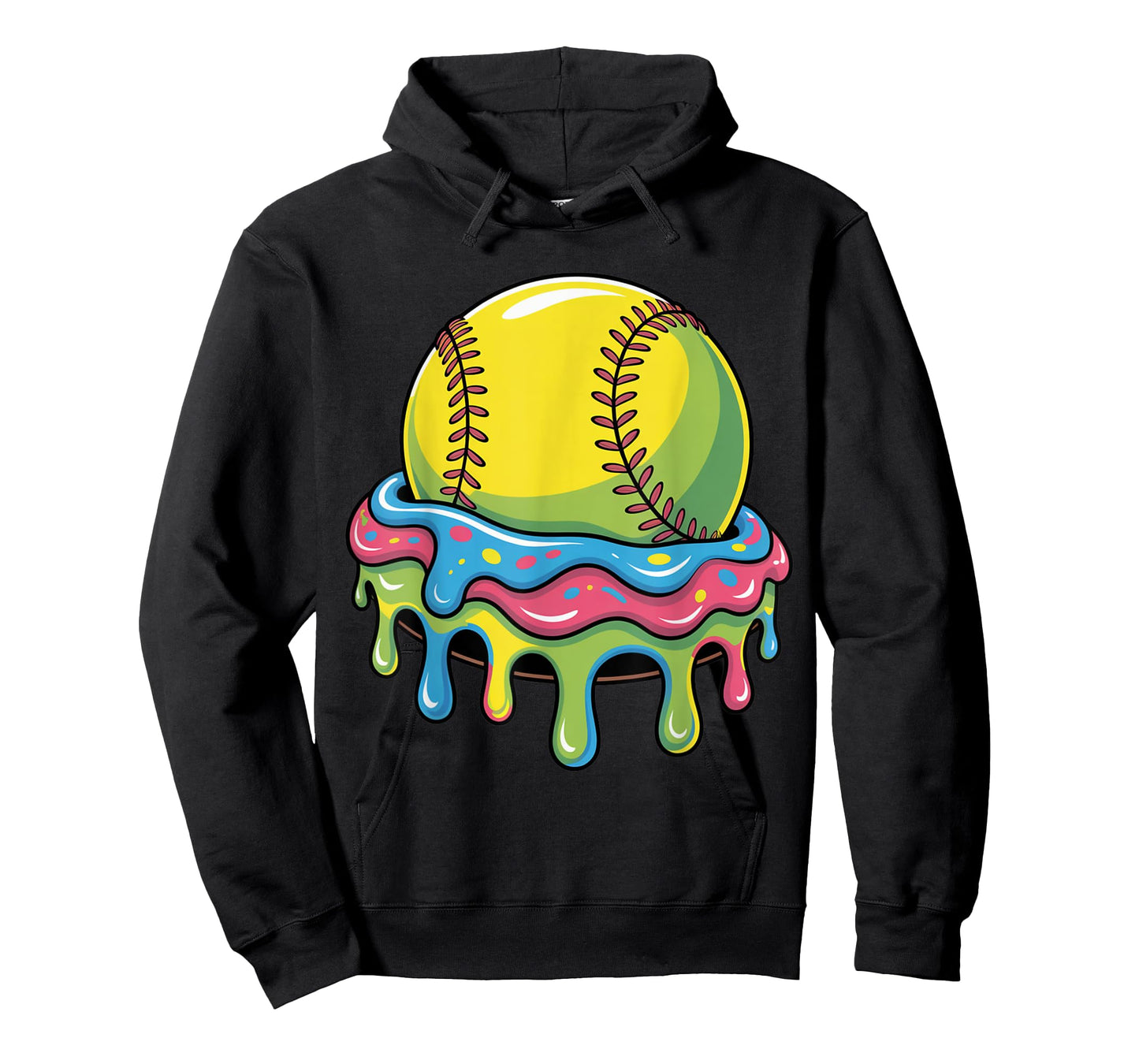 Softball Drip Ice Cream Style for Girls Women Sports Fun T-Shirt