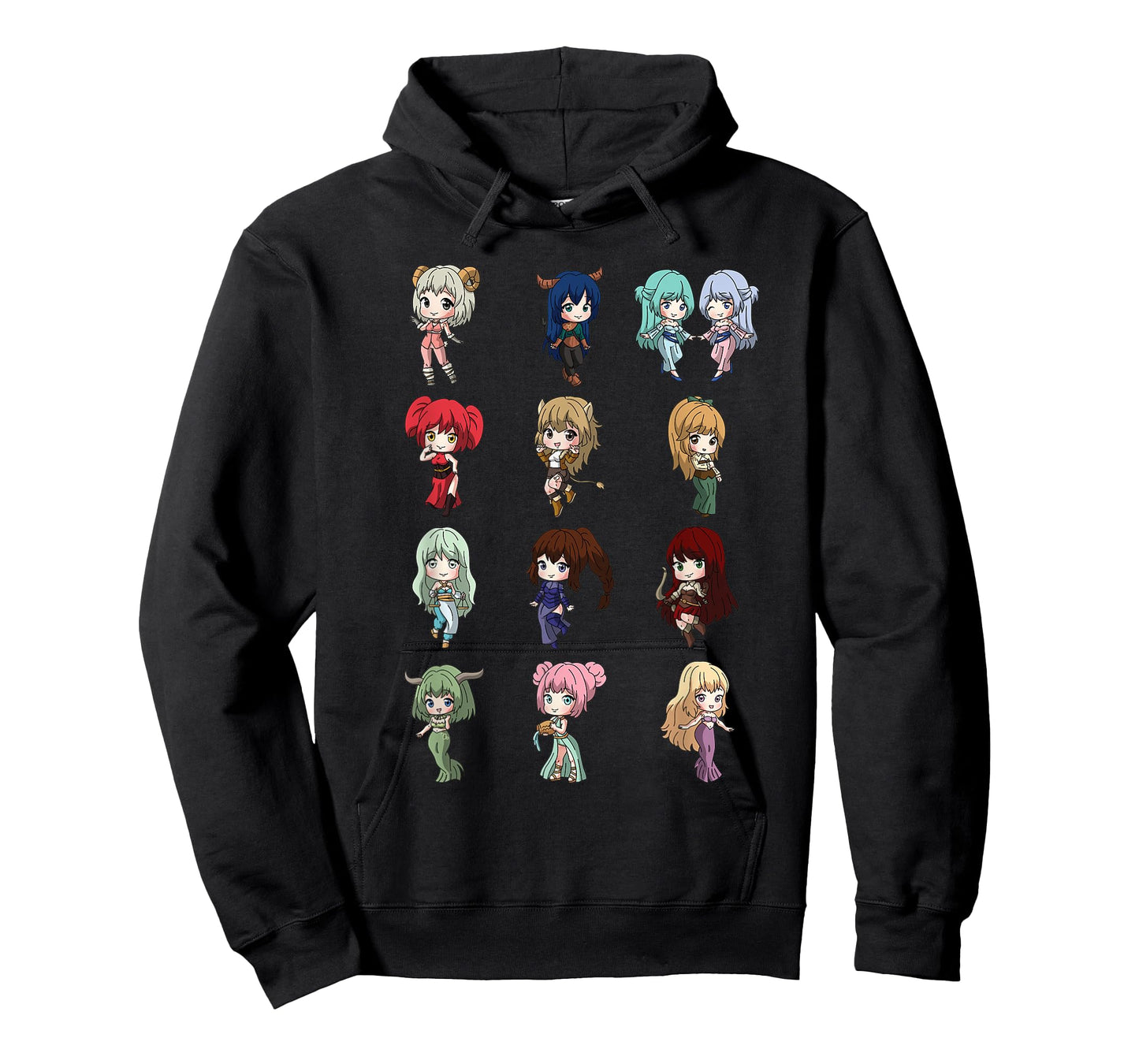 12 Horoscope Kawaii Anime Girl Zodiac Signs Astrology T-Shirt