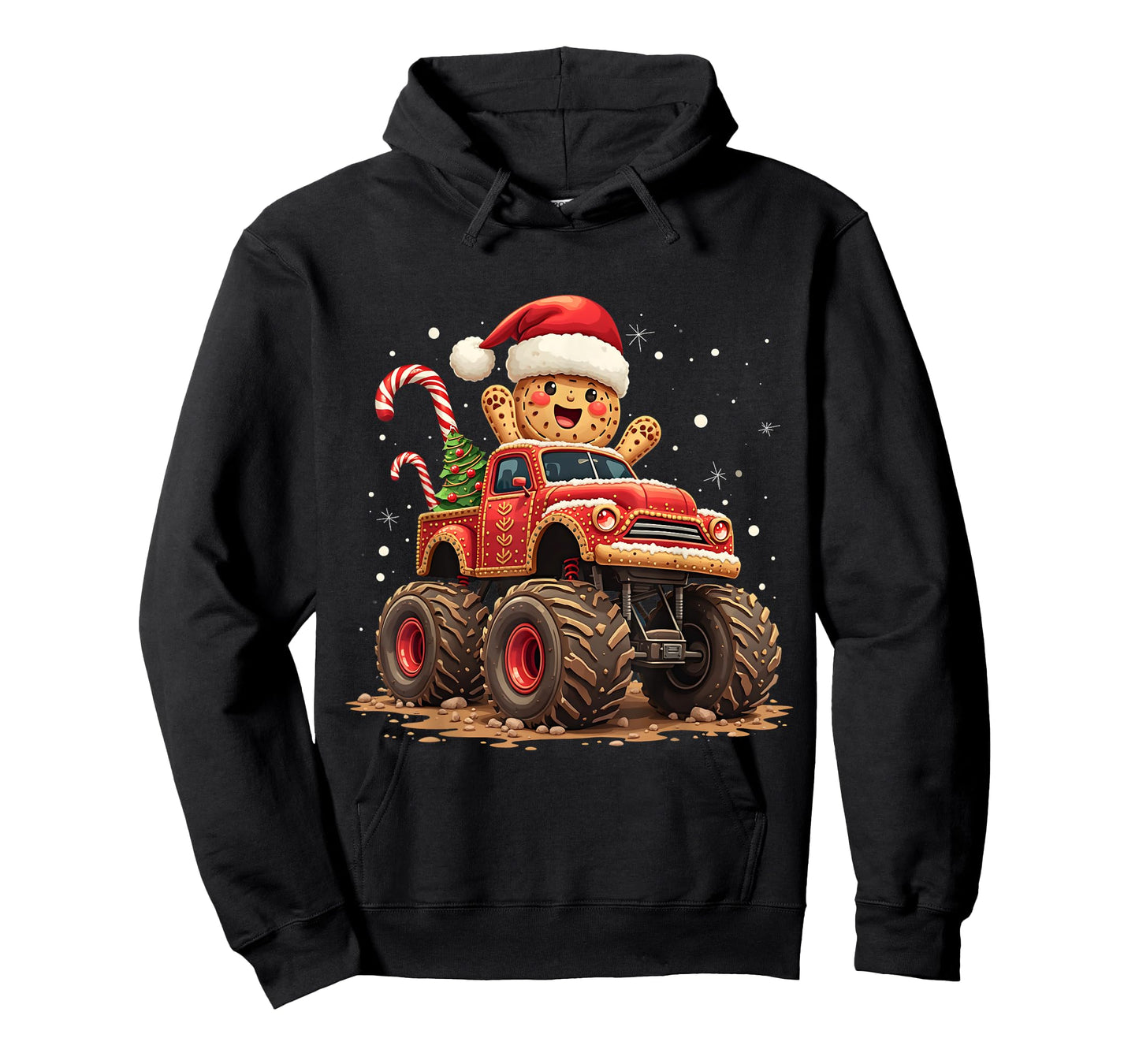 Monster Truck Gingerbread Man Xmas Funny Christmas T-Shirt