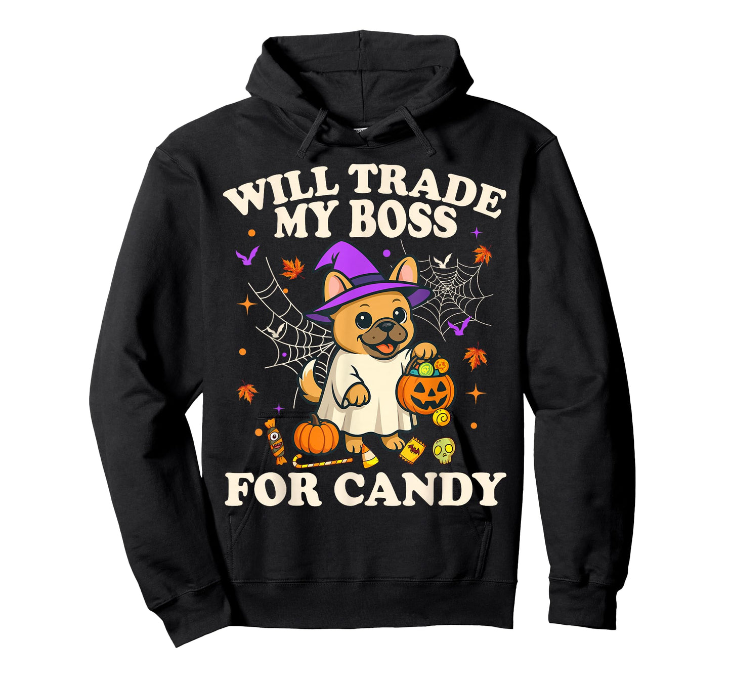 Funny Halloween French Bulldog Dog Candy Trick or Treat T-Shirt