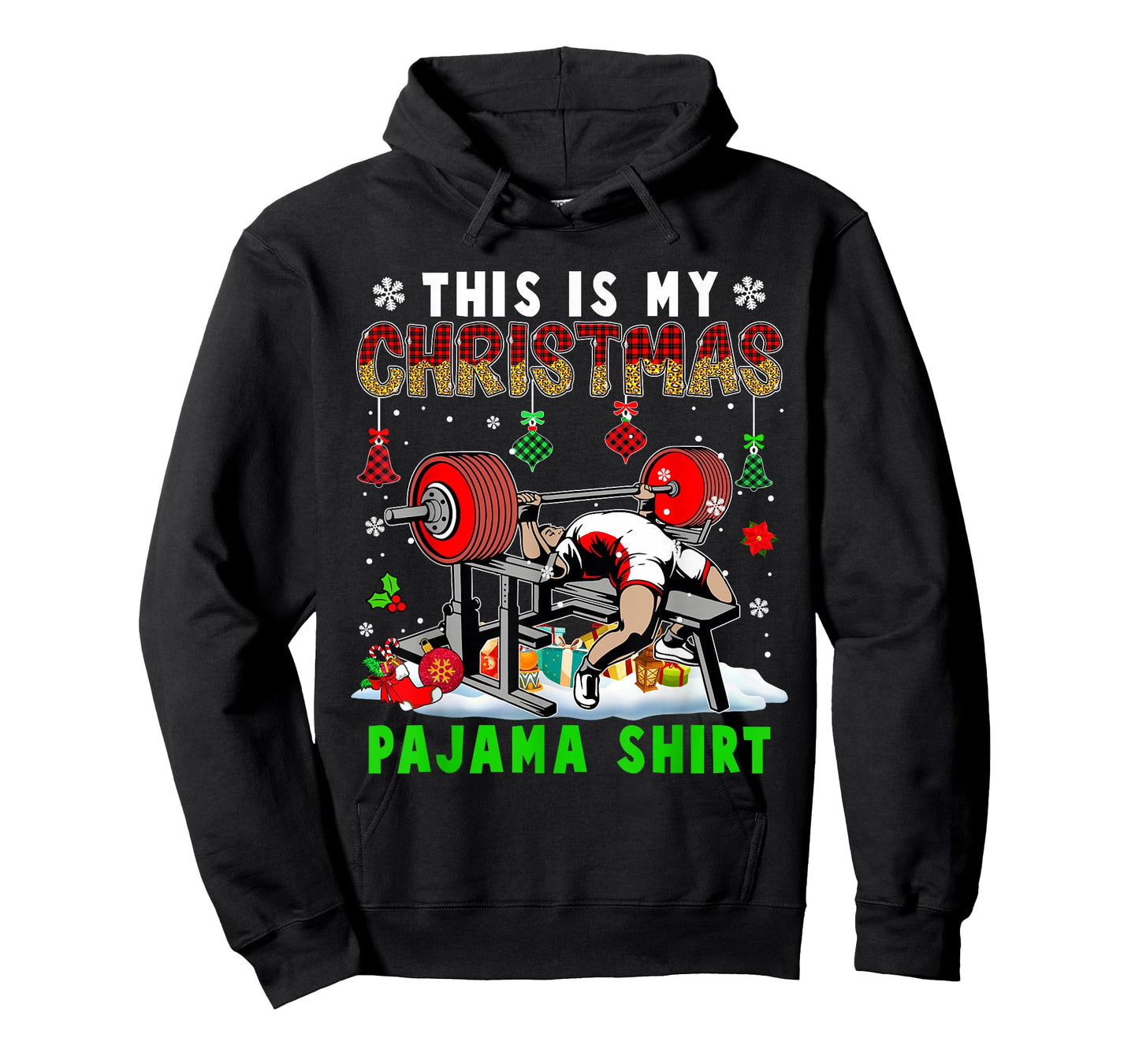 This Is My Christmas Pajama Shirt Santa Powerlifting Gym T-Shirt
