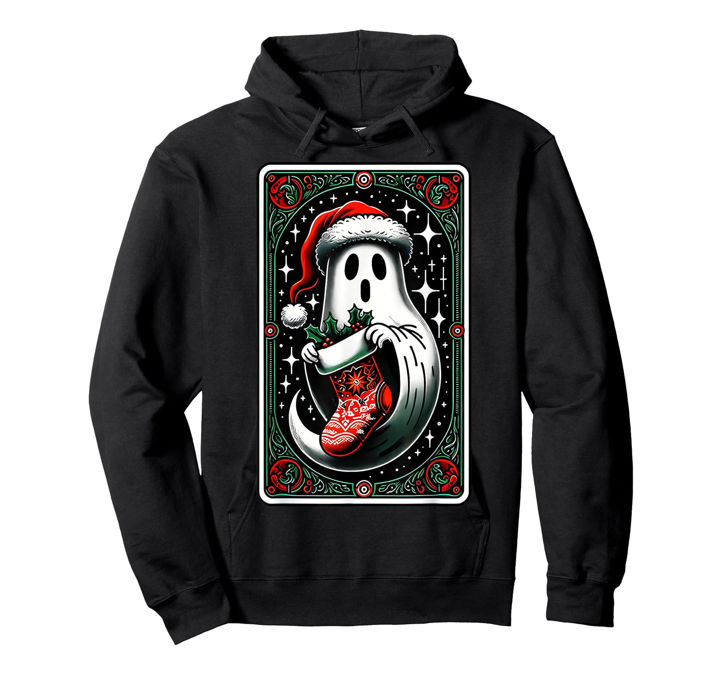 Spooky Ghost Christmas Stocking Tarot Card Witch Vibes T-Shirt