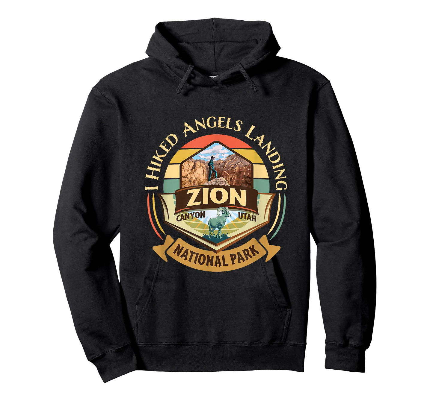 I Hiked Angels Landing Zion Retro Vintage Sunset Design T-Shirt
