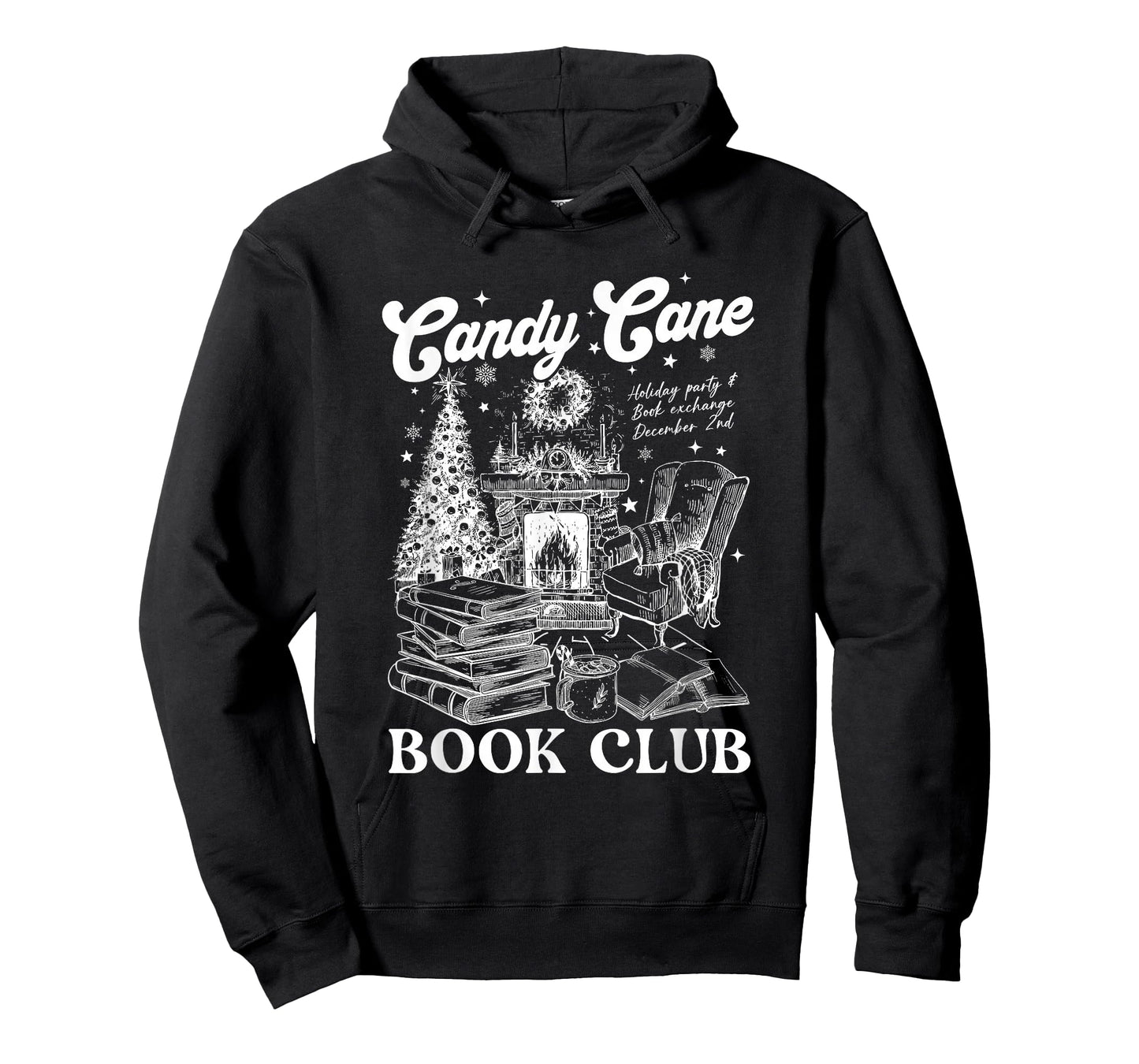 Bookish Christmas Candy Cane Book Club librarian Winter T-Shirt