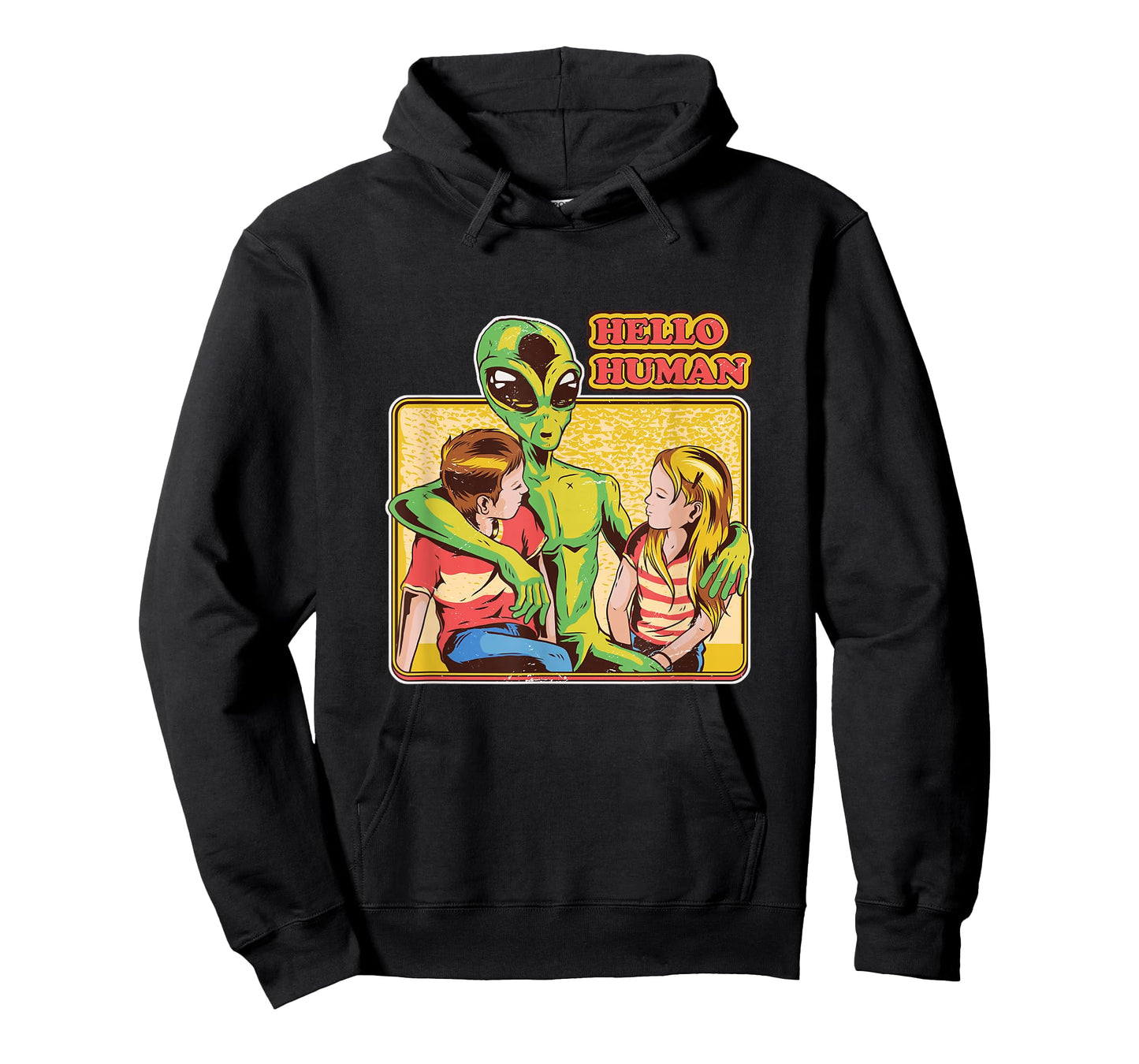 Cool Retro Alien and Hello Humans Outer Space Galaxy T-Shirt