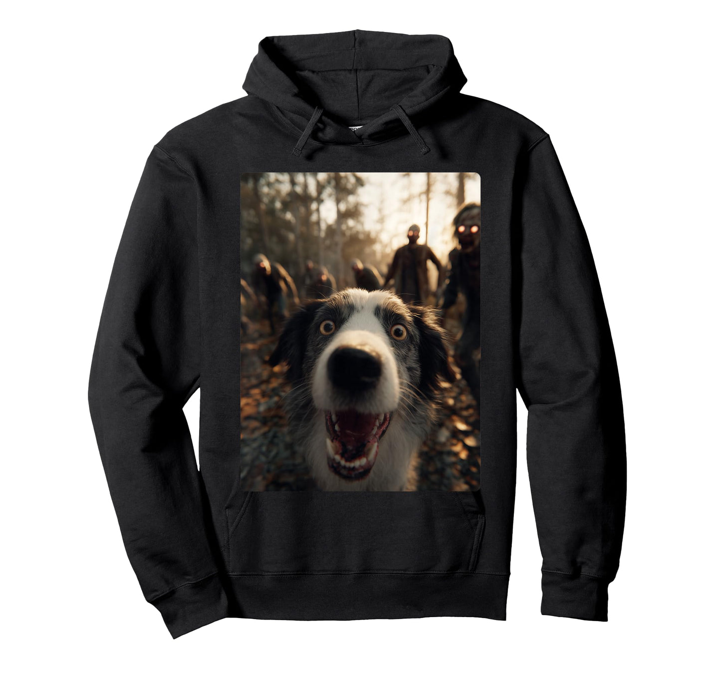 Funny Australian Shepherd Selfie with Zombies Halloween Dog T-Shirt