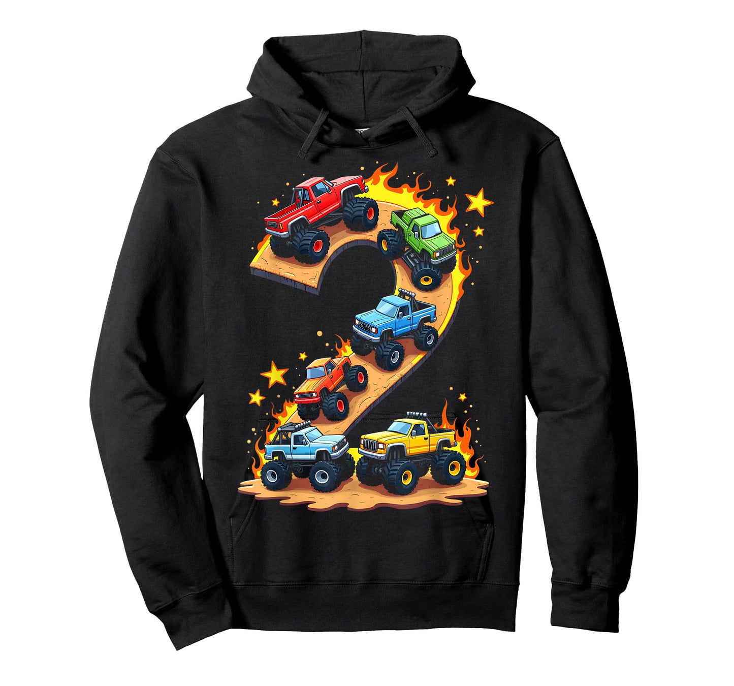 2 Year Old Monster Truck Boy Toddler 2nd Birthday Party T-Shirt