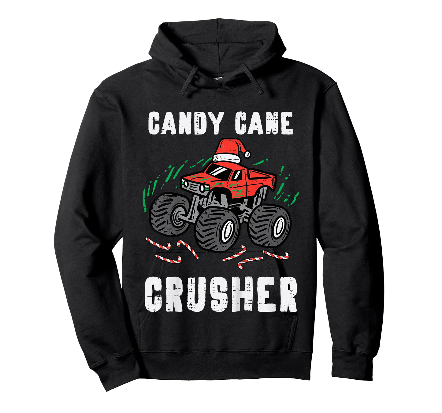 Kids Christmas Monster Truck Candy Cane Crusher Xmas Boys Kids T-Shirt