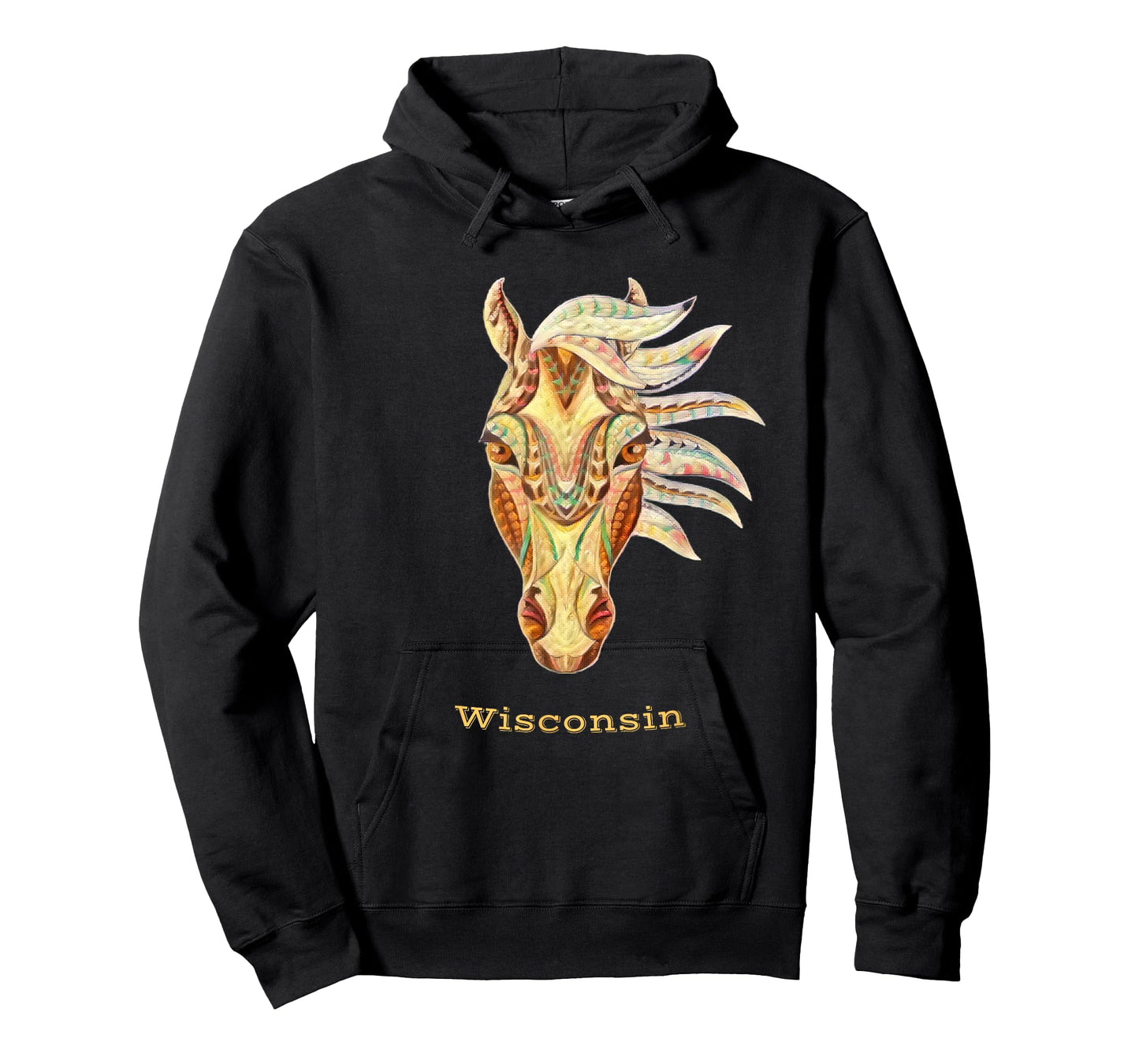 Wisconsin Colorful Horse Tribal Native American Geometric T-Shirt