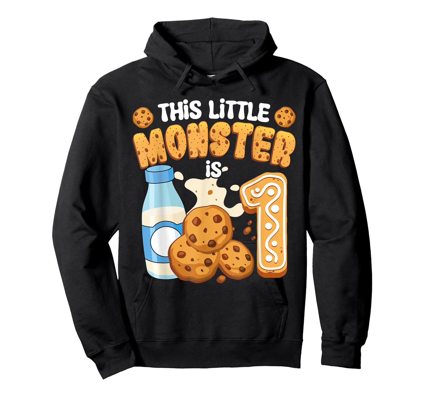 Milk and Cookies This Little Monster Is 1 1st Bday Boy Girl T-Shirt