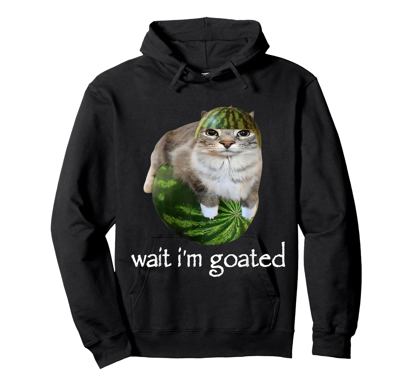 Wait I'm Goated Watermelon Cat Brainrot Silly Staring Cat T-Shirt