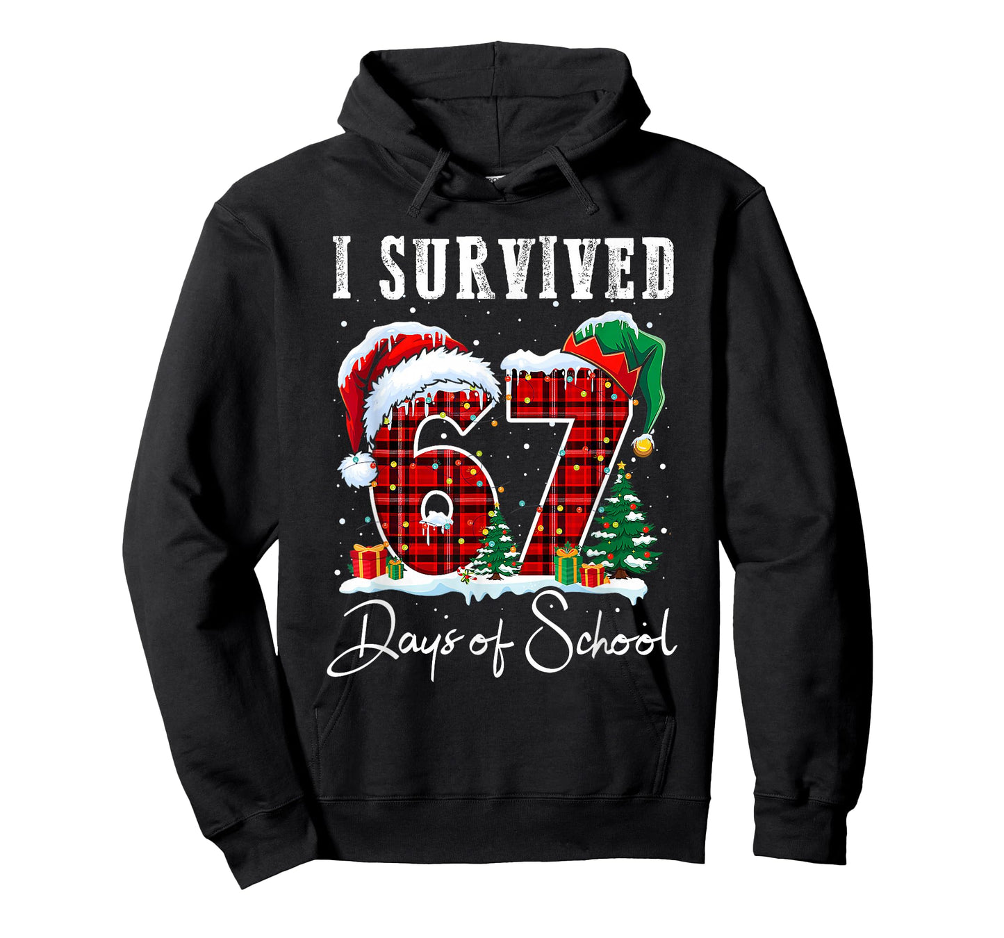 I Survived 67 Days of School Christmas Candy Cane Six Seven T-Shirt