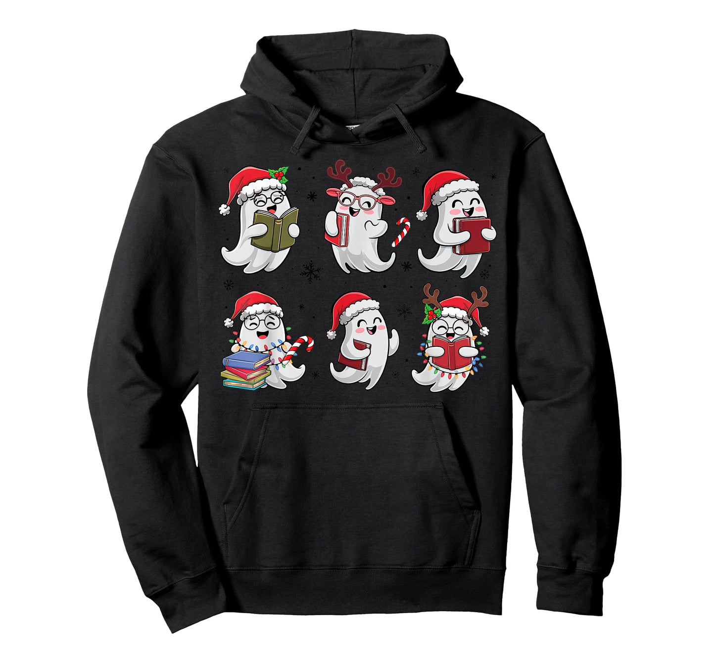 Funny Ghost Book Reading Christmas Books Lover Teacher Kids T-Shirt