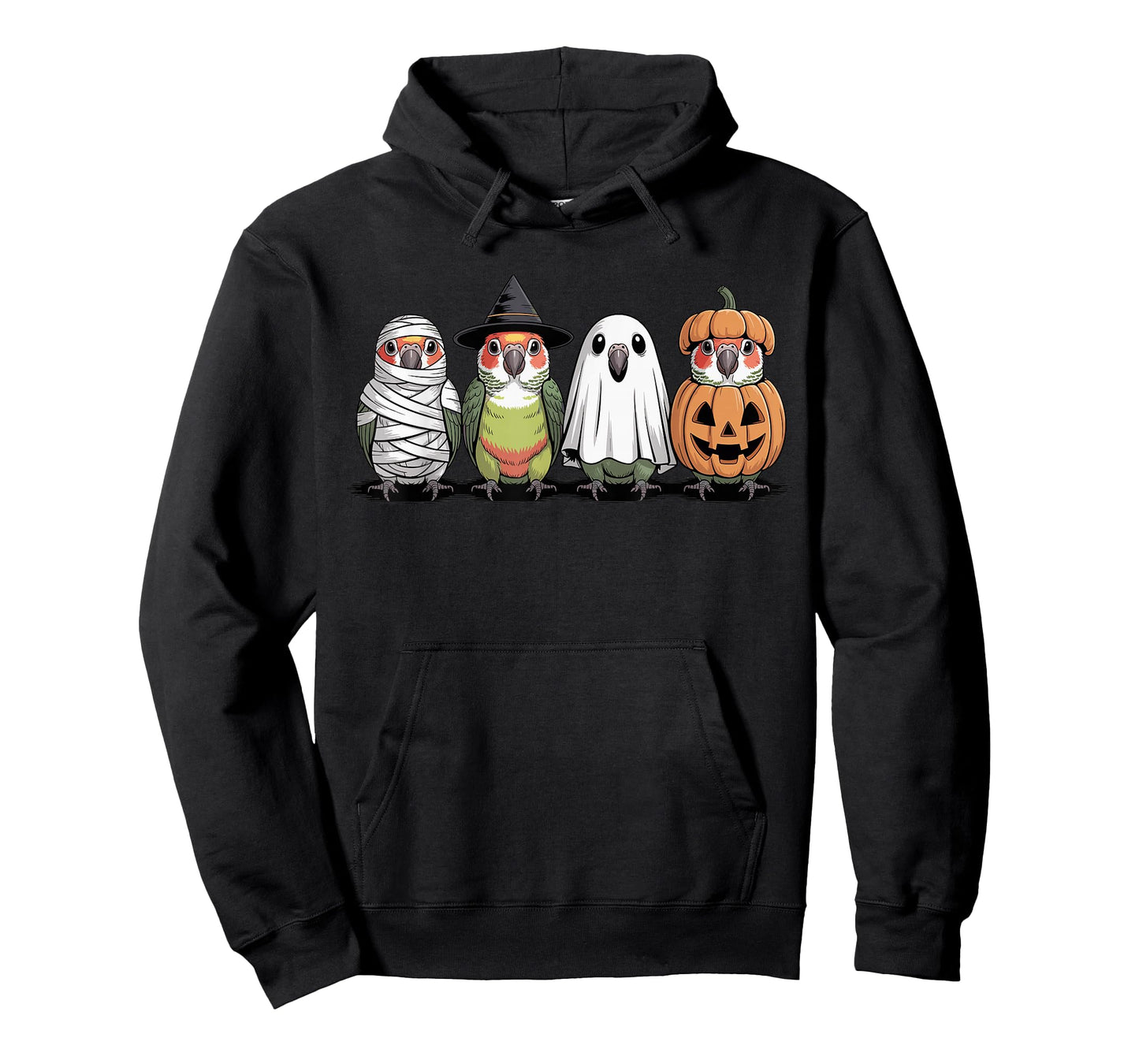 Spooky Ghost Green Cheek Conure Pumpkin Halloween Skeleton T-Shirt