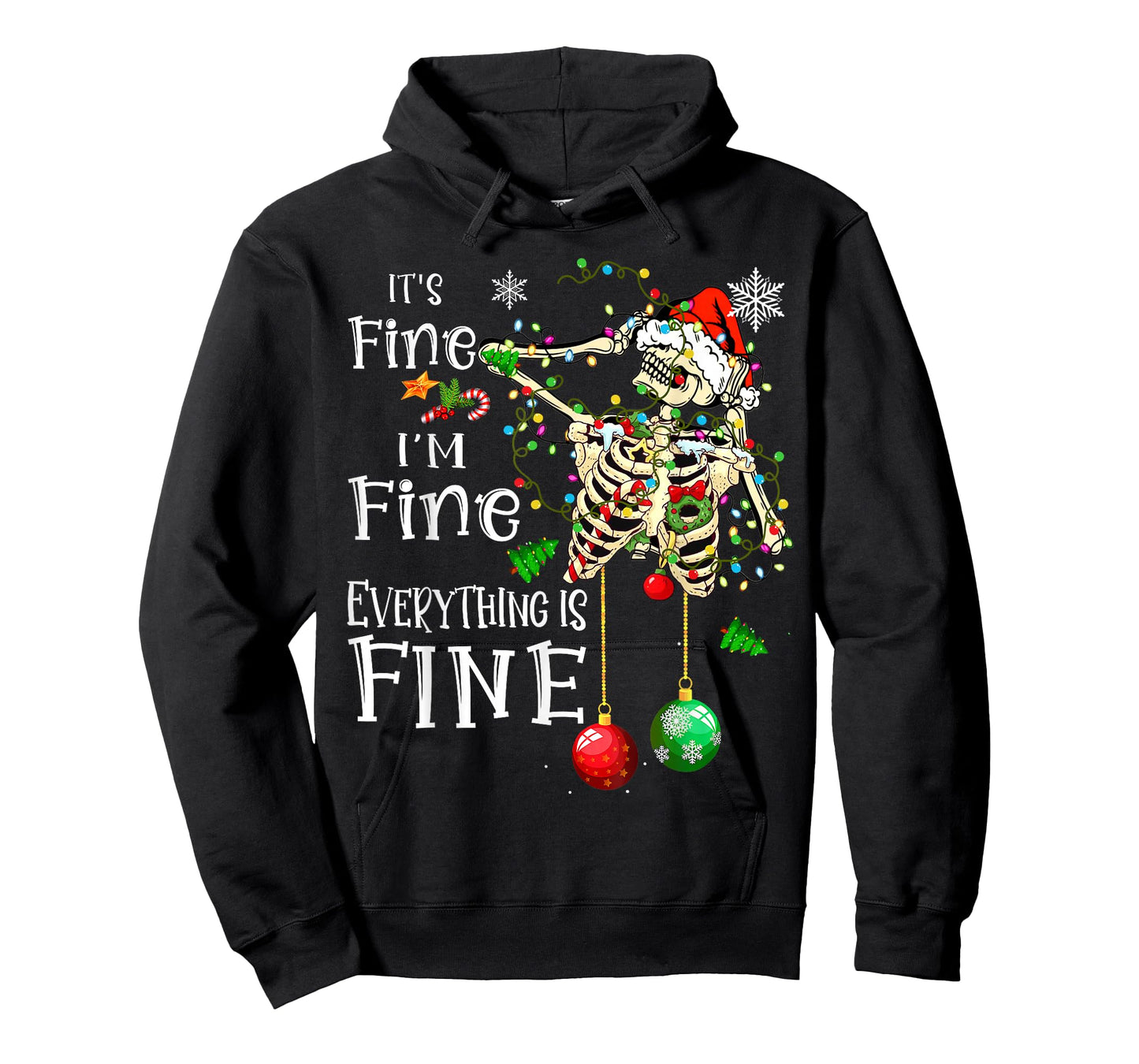 It's Fine I'm Fine Everything Is Fine Funny Skeleton Xmas T-Shirt
