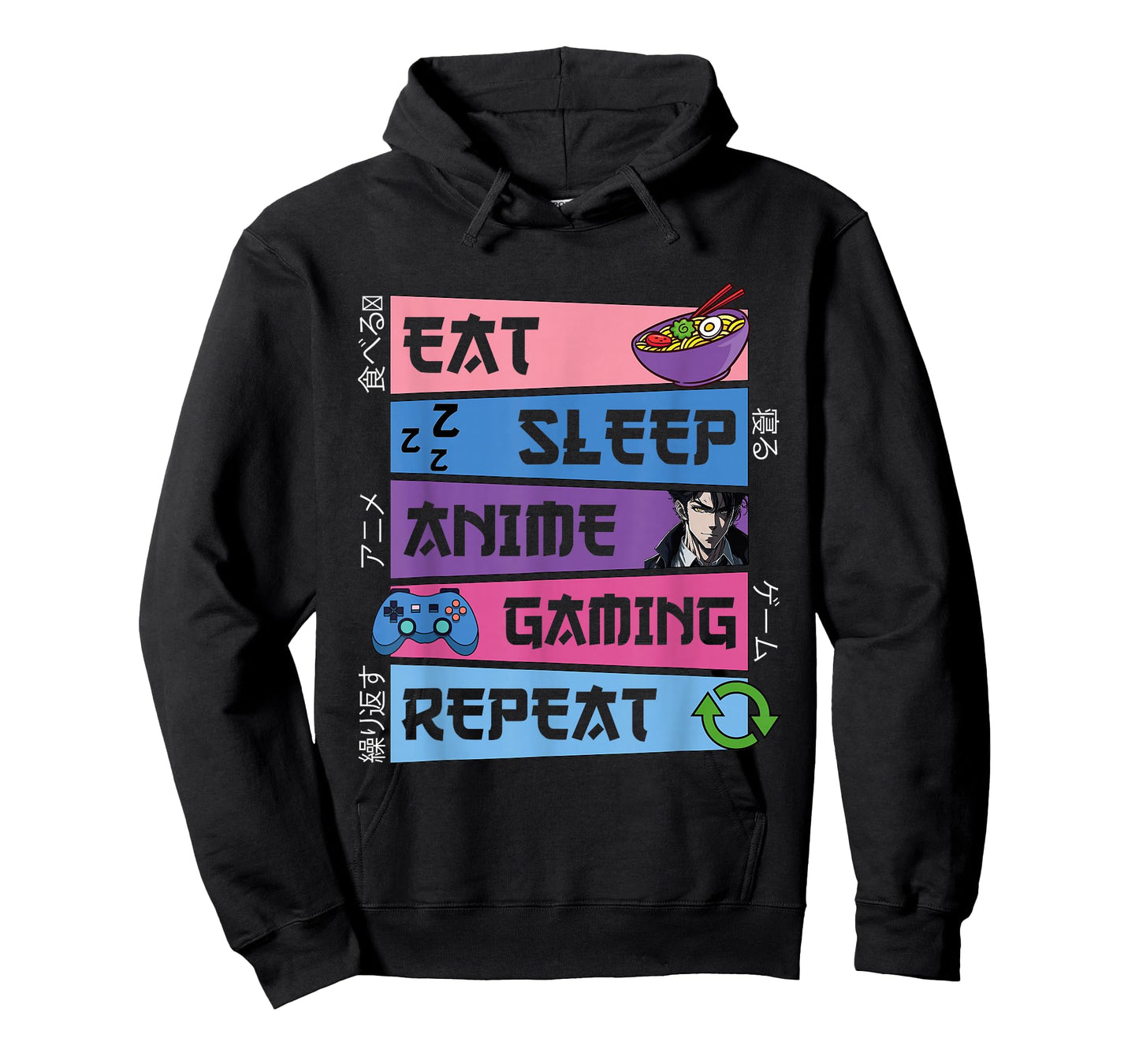 Eat Sleep Anime Gaming Repeat Otaku Anime Manga Gamer T-Shirt