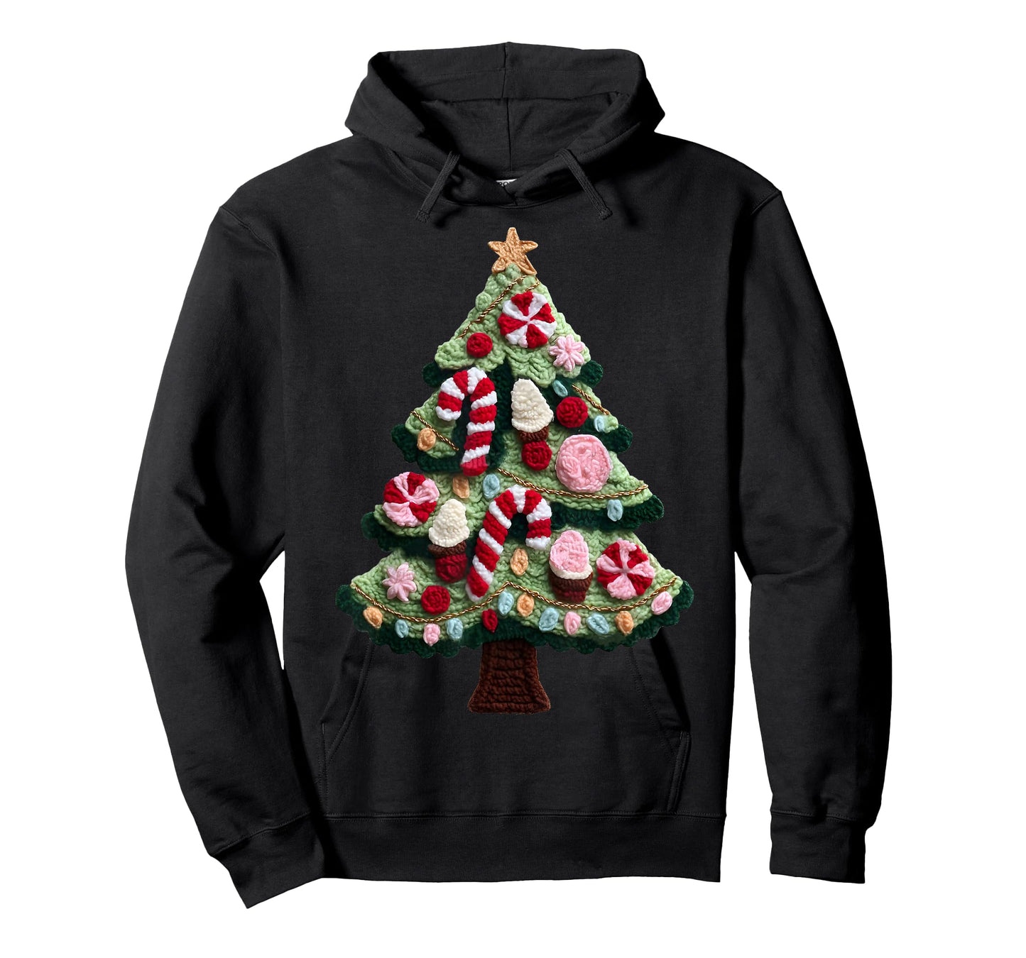 Crochet Candy Christmas Tree Funny Holiday Ugly Sweater Tee T-Shirt
