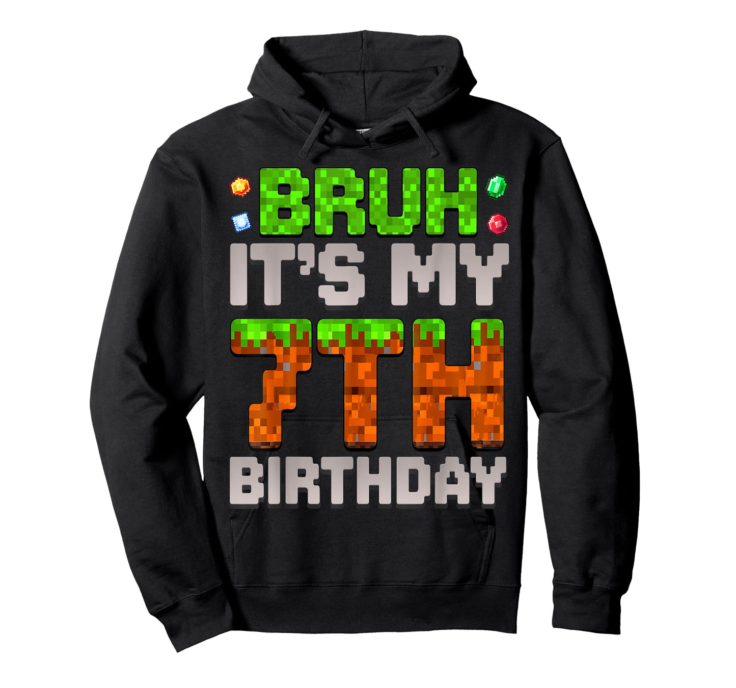 Funny Birthday Boy Bruh It's My 7th Birthday Gamer Pixel T-Shirt
