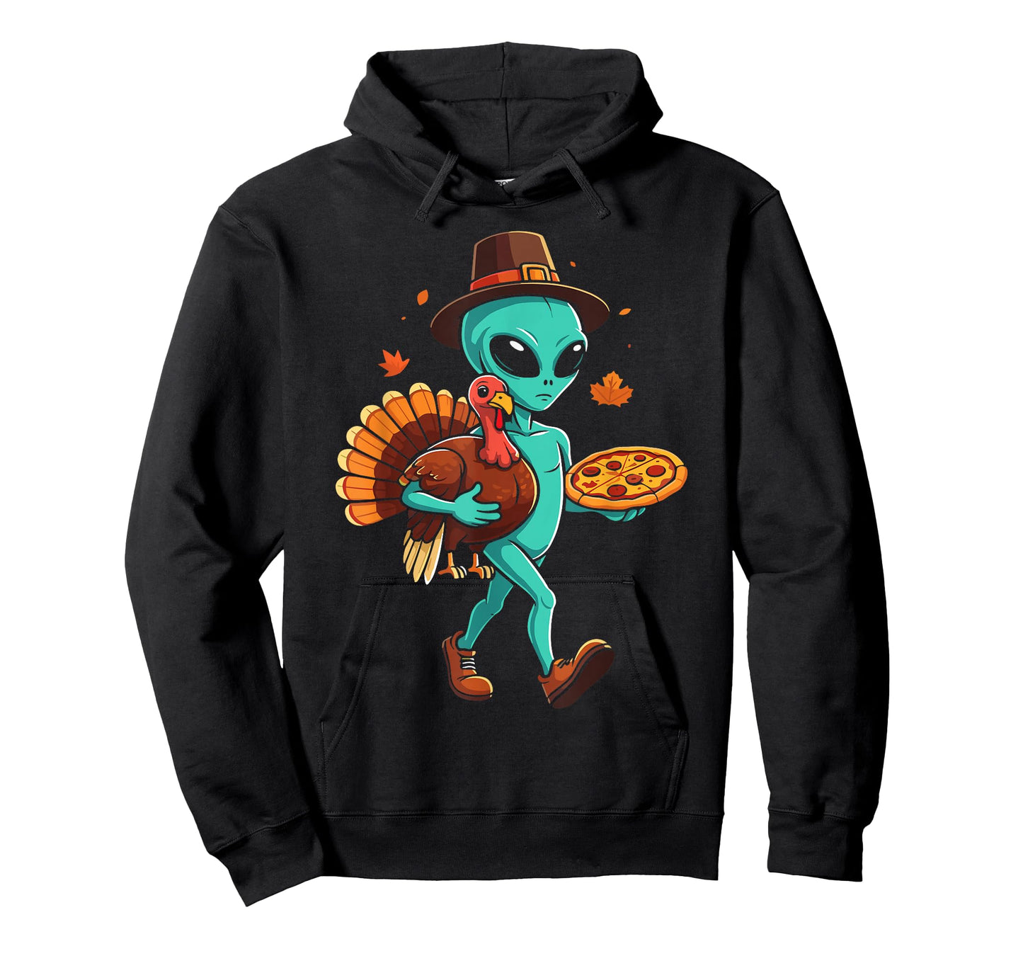 Alien turkey pizza thanksgiving day fall alien pilgrim T-Shirt