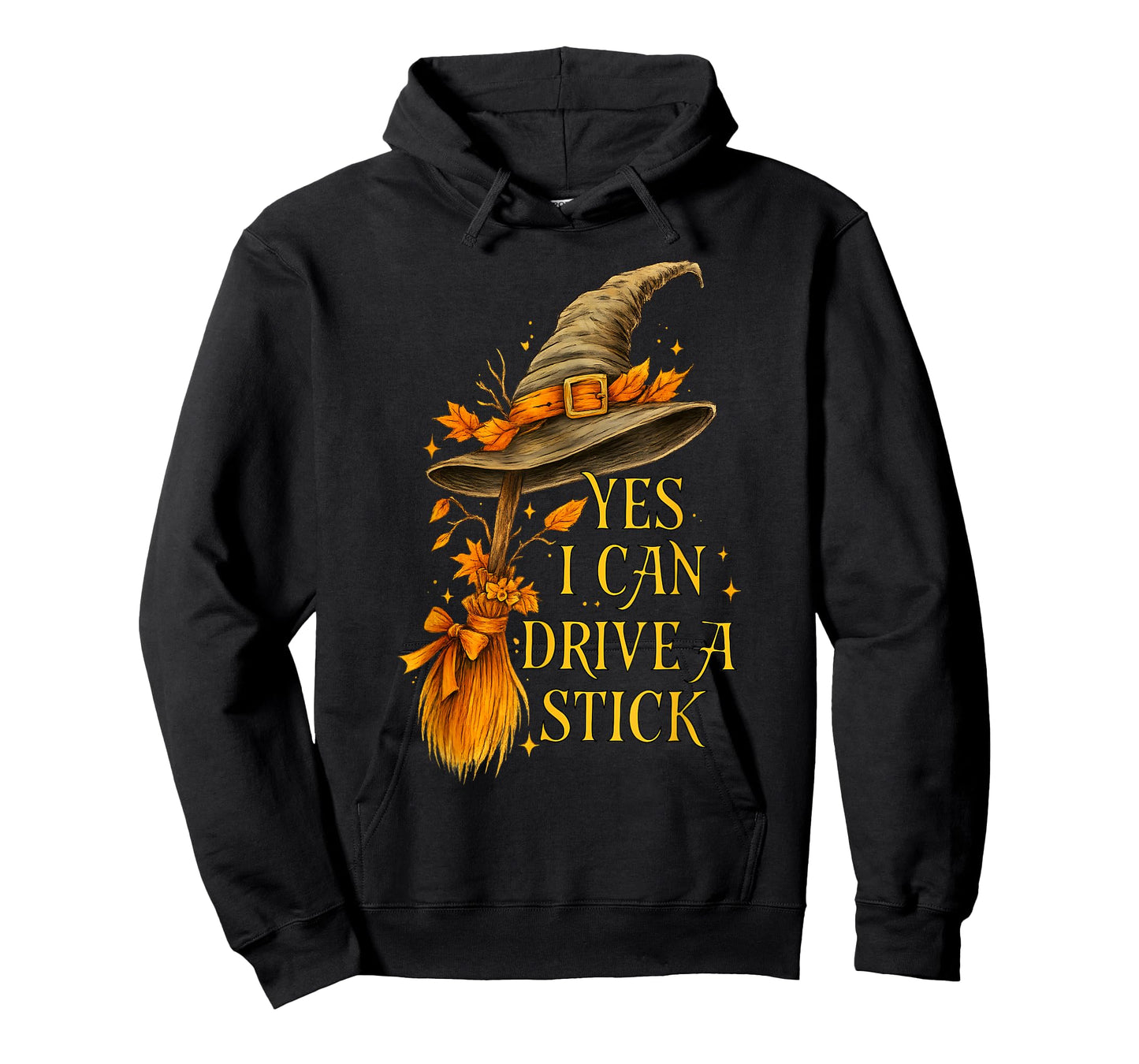 Yes I Can Drive A Stick Funny Halloween Spooky Witch T-Shirt