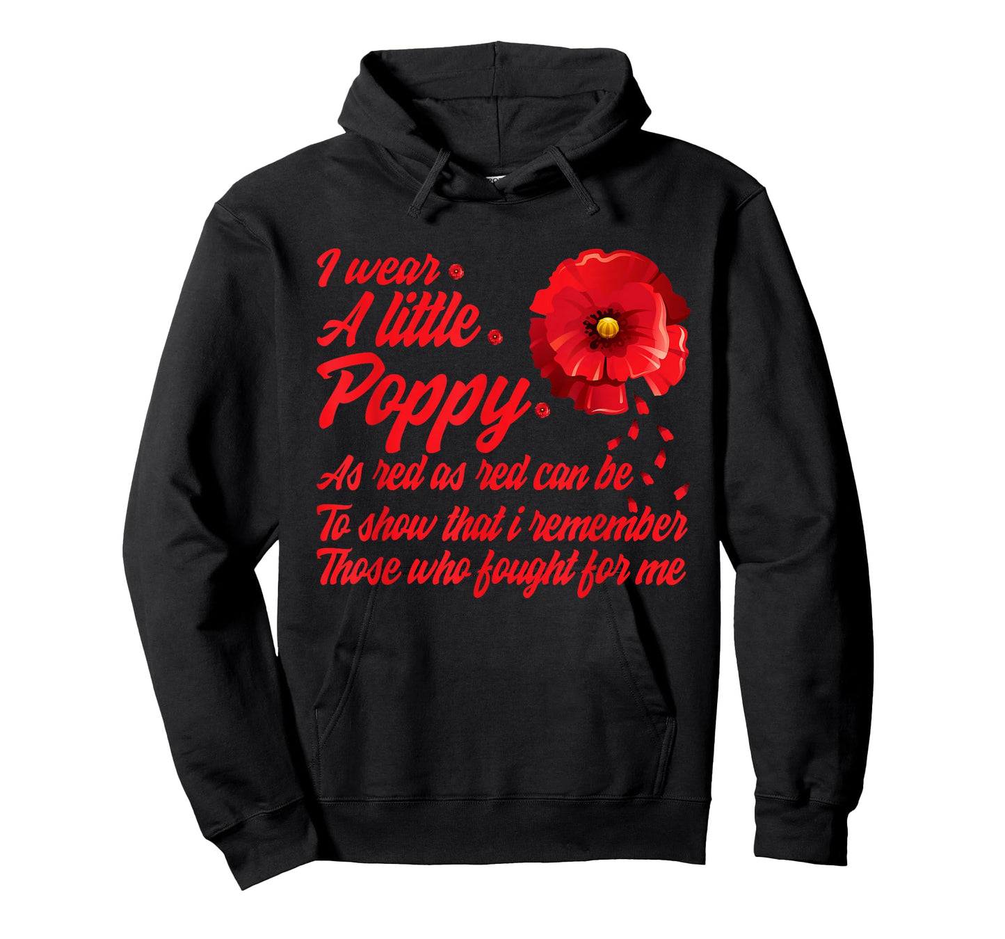 Veterans Day I Wear Red Poppy Flower Remember American USA T-Shirt Small