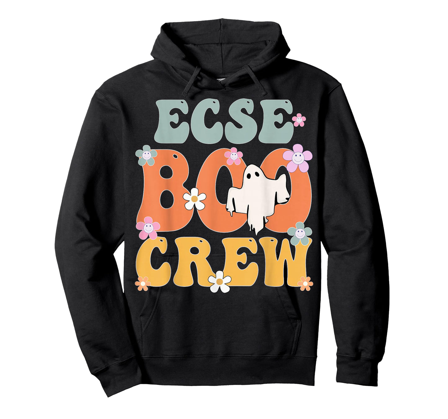 ECSE Boo Crew Ghost Retro Groovy Halloween For Women T-Shirt