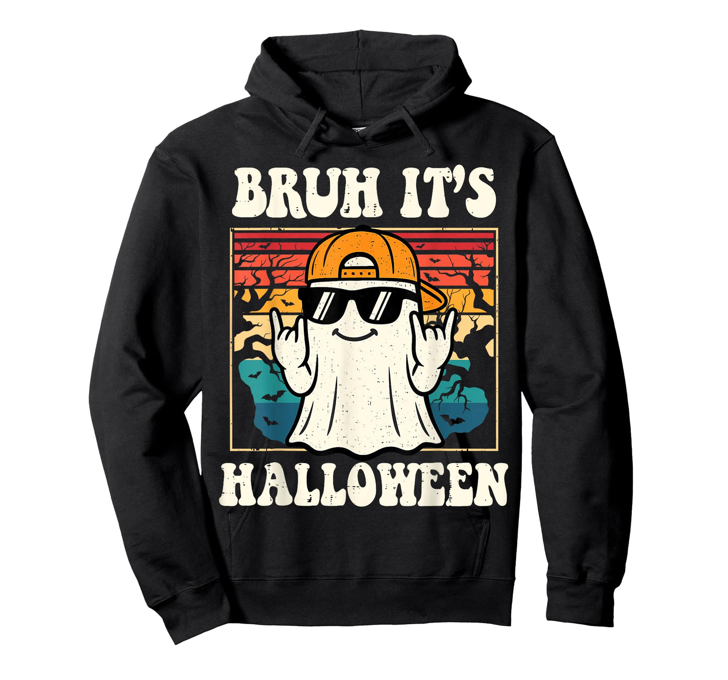Bruh It's Halloween Funny Retro Ghost Costume Men Boys Teens T-Shirt