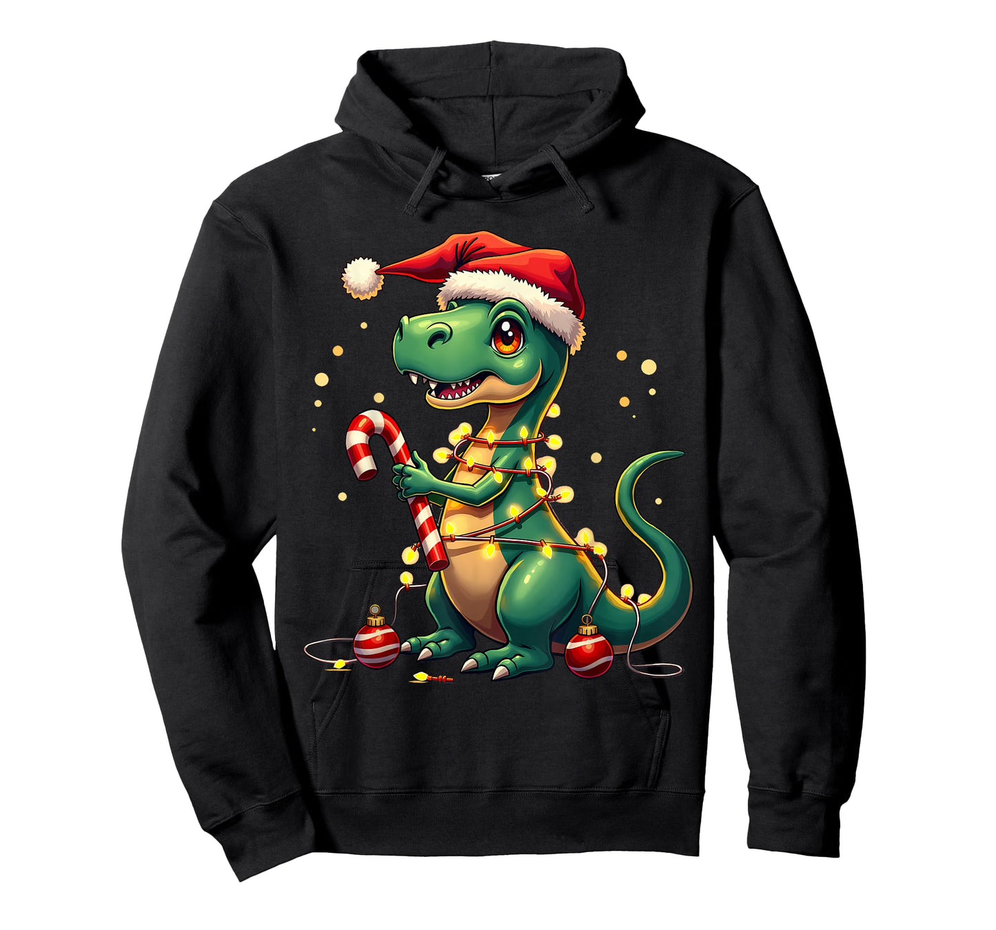 Cute Christmas T-Rex Shirt Dinosaur Lights & Candy Cane T-Shirt