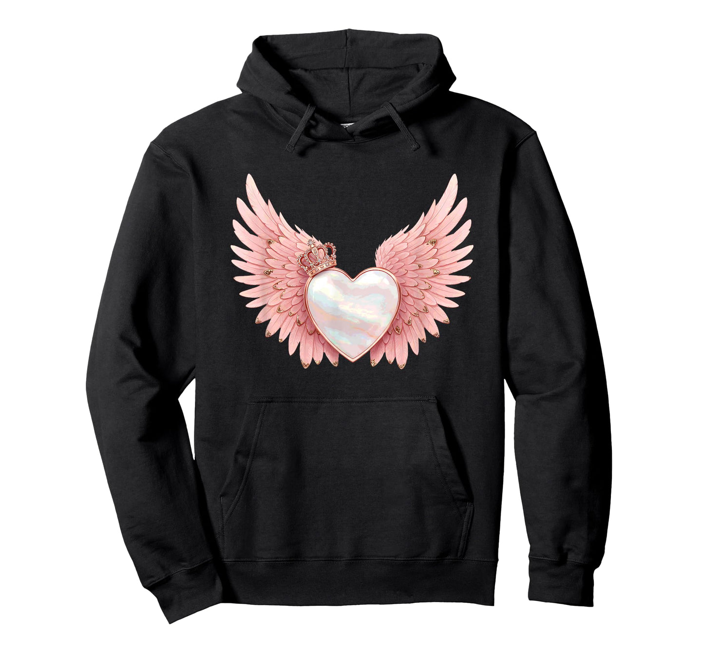 Angel Heart with Crown and Pink Wings T-Shirt